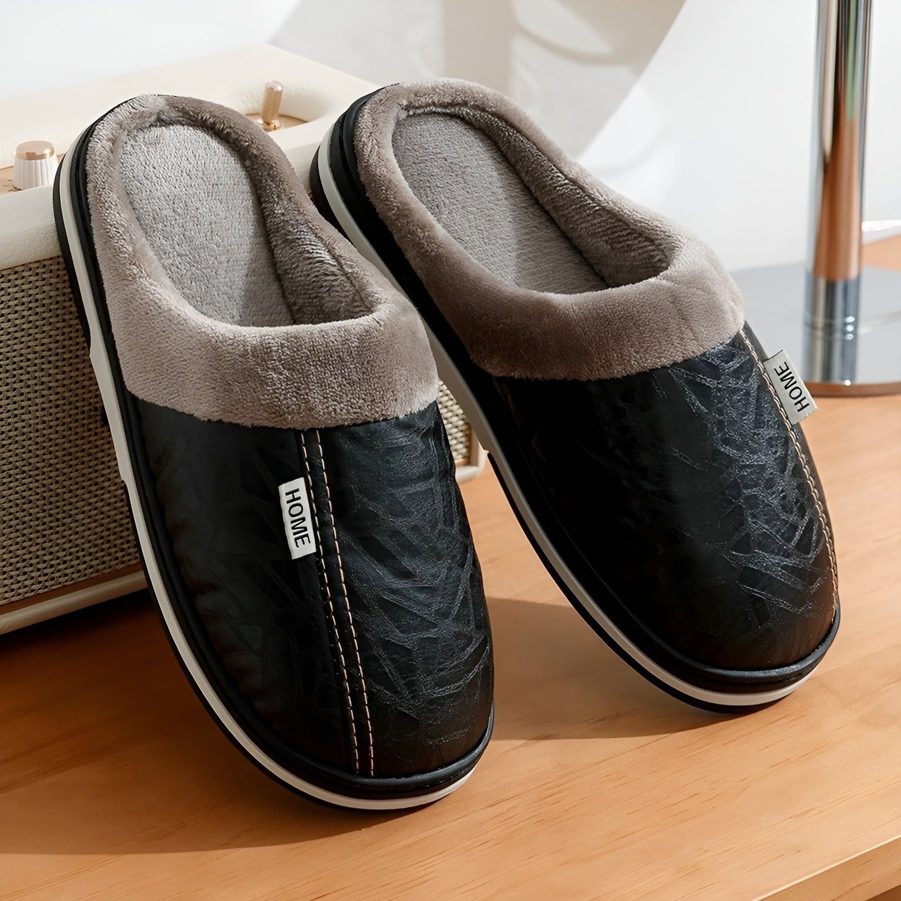 CozyWalk Slippers - Lässige Wasserdichte Vegan Leder Herren Hausschuhe - Saisonale Dekoration