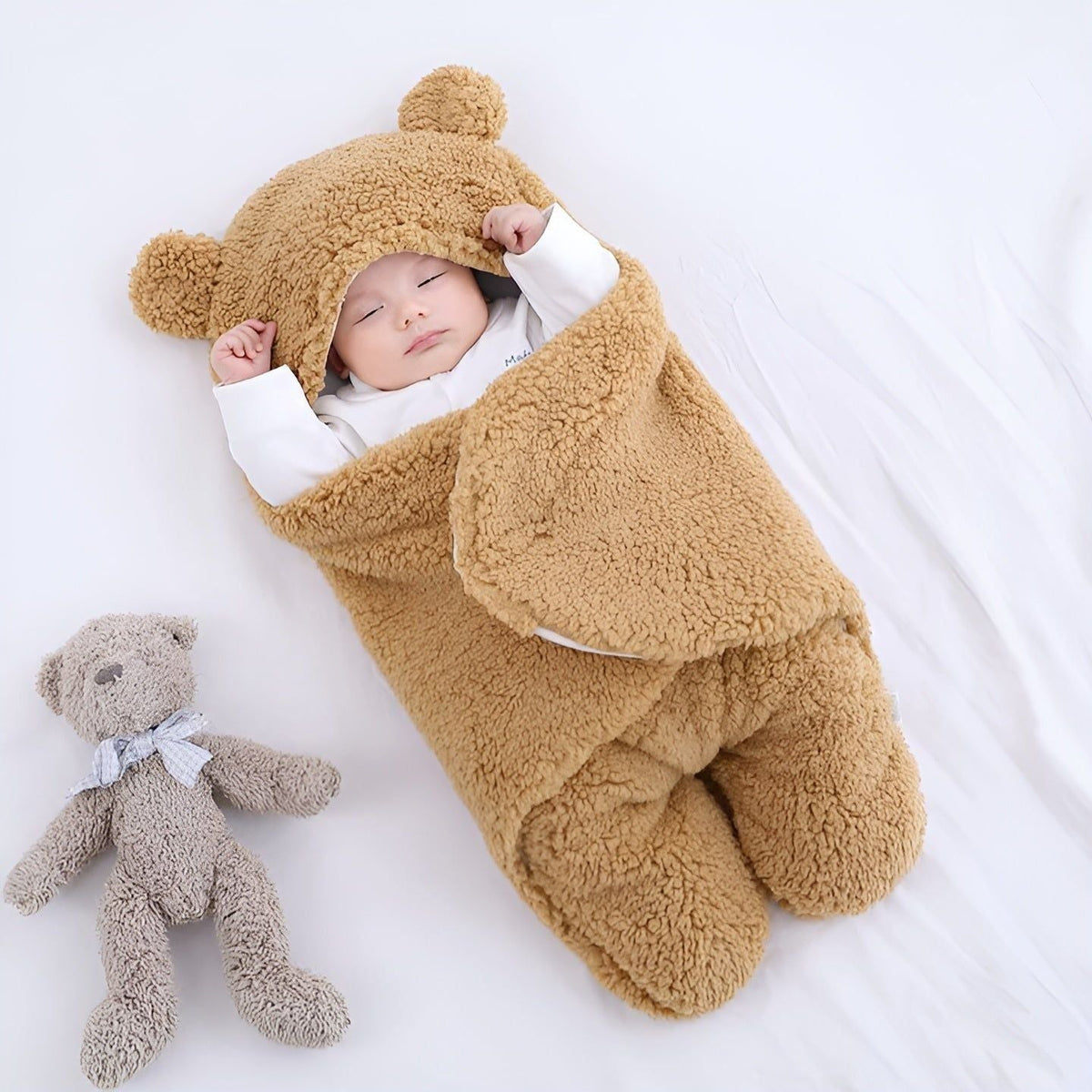 Cuddle Cloud - Kuschelige Baby-Wickeldecke - Braun / S (40x62 cm) - Decke