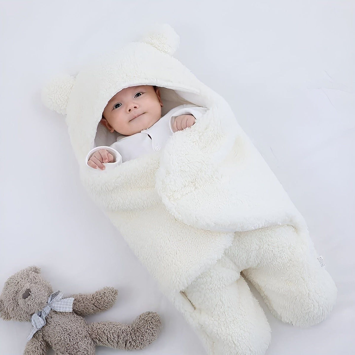 Cuddle Cloud - Kuschelige Baby-Wickeldecke - Weiß / S (40x62 cm) - Decke