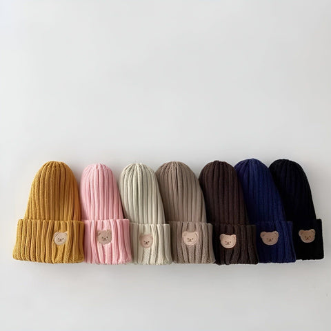 Cuddly Beanie - Gestickte Bären-Strickmützen für Babies - Baby-Set