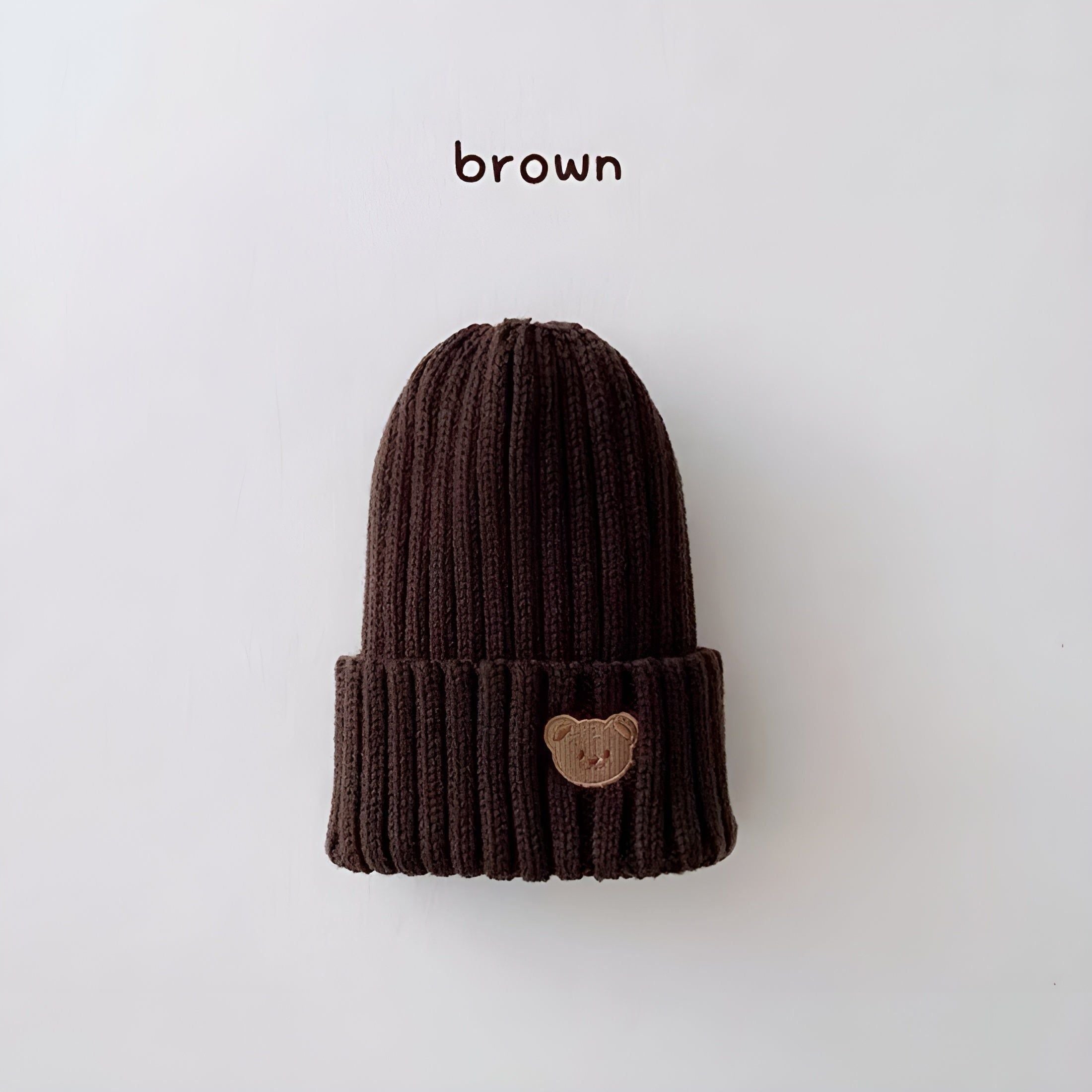 Cuddly Beanie - Gestickte Bären-Strickmützen für Babies - Braun / free size - Baby-Set