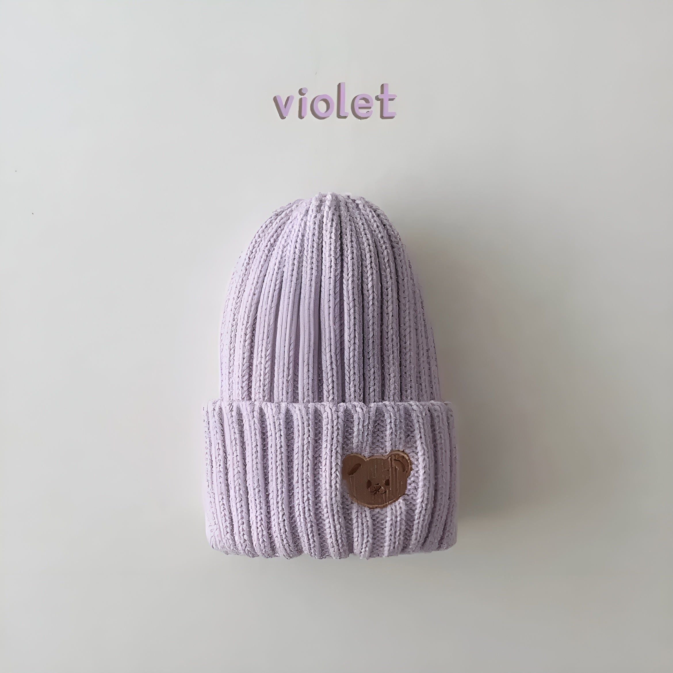 Cuddly Beanie - Gestickte Bären-Strickmützen für Babies - Lila / free size - Baby-Set