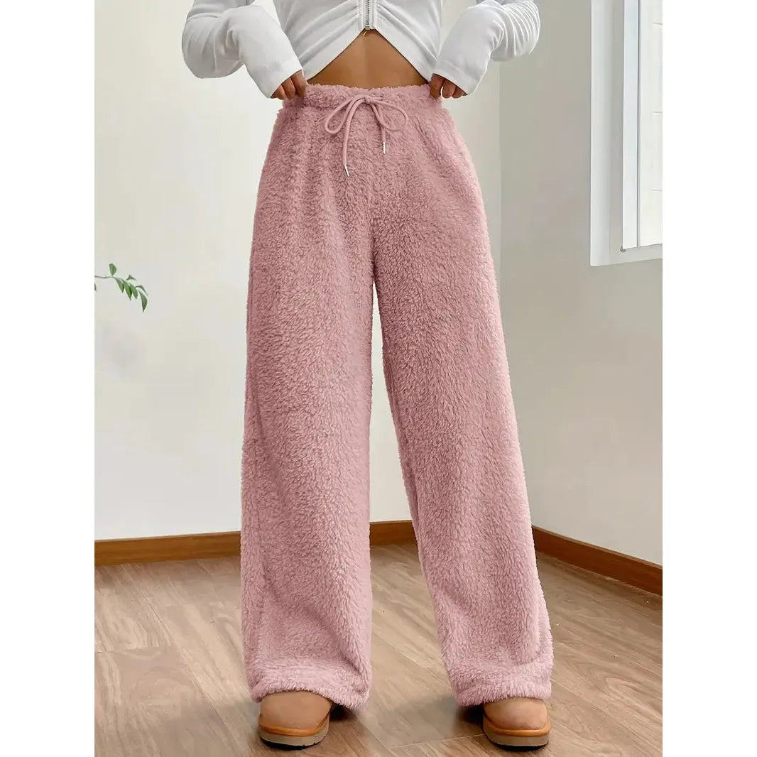 Freya Pants - Warme und bequeme Teddybär-Hose mit weitem Bein - Elegare