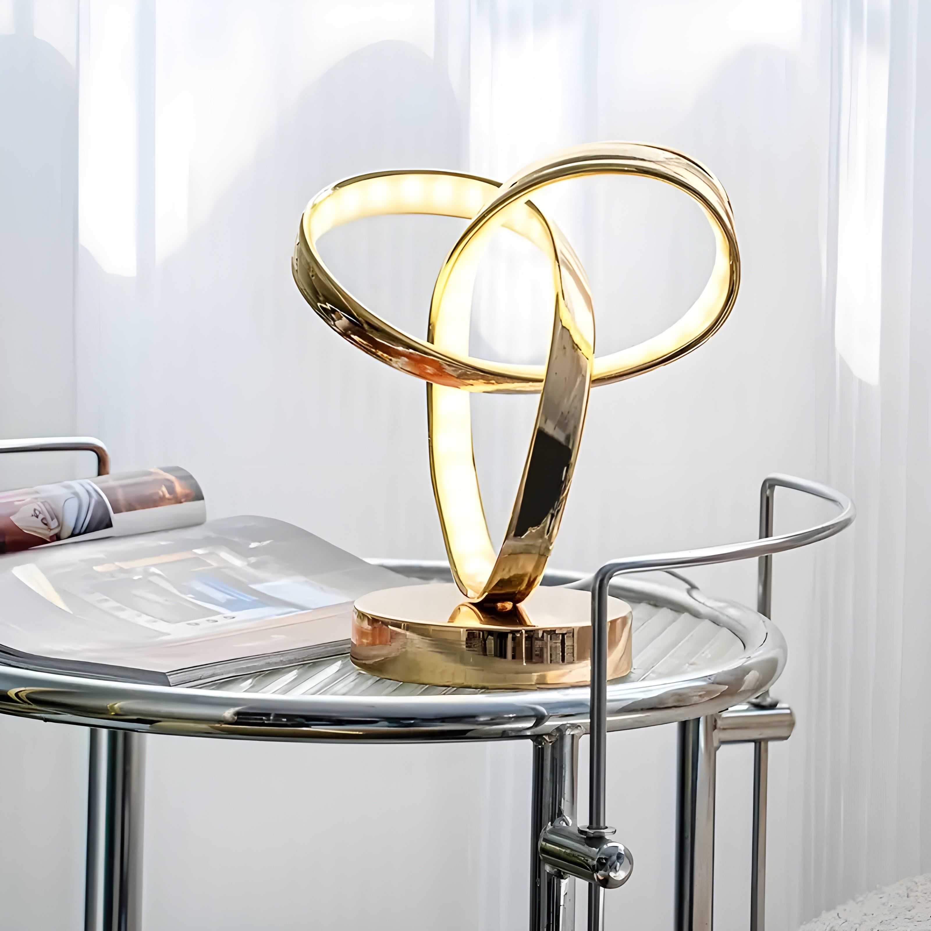 MöbiusGlow Lamp - Luxus Goldene Möbius-Ring Schreibtisch-Leselampe