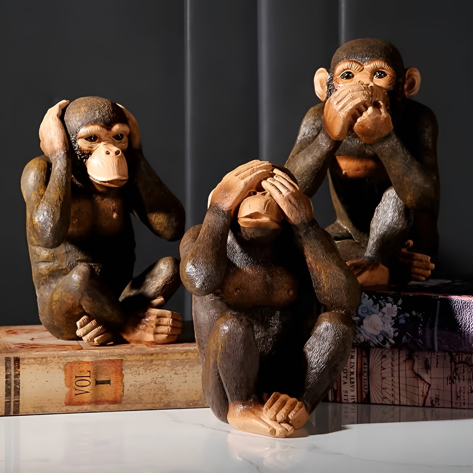 Realistische Gorilla-Figuren im Set – Detailreich und Dekorativ | Perfekt für Büro Wohnzimmer und Regal - Skulptur