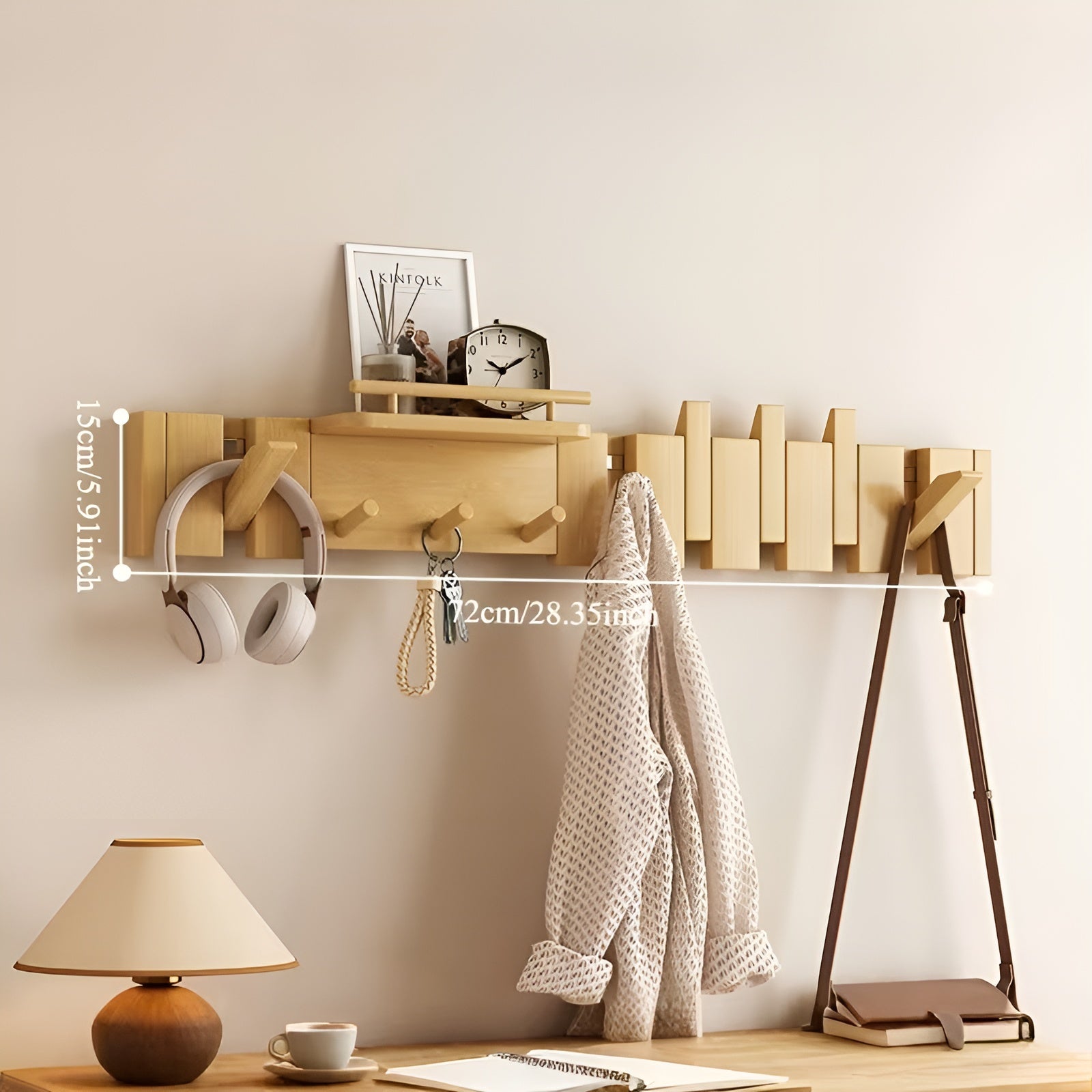 Schlüssel-förmige Wandgarderobe – Dekorativ und Platzsparend | Aus Massivholz für Flur, Garderobe und Eingangsbereich