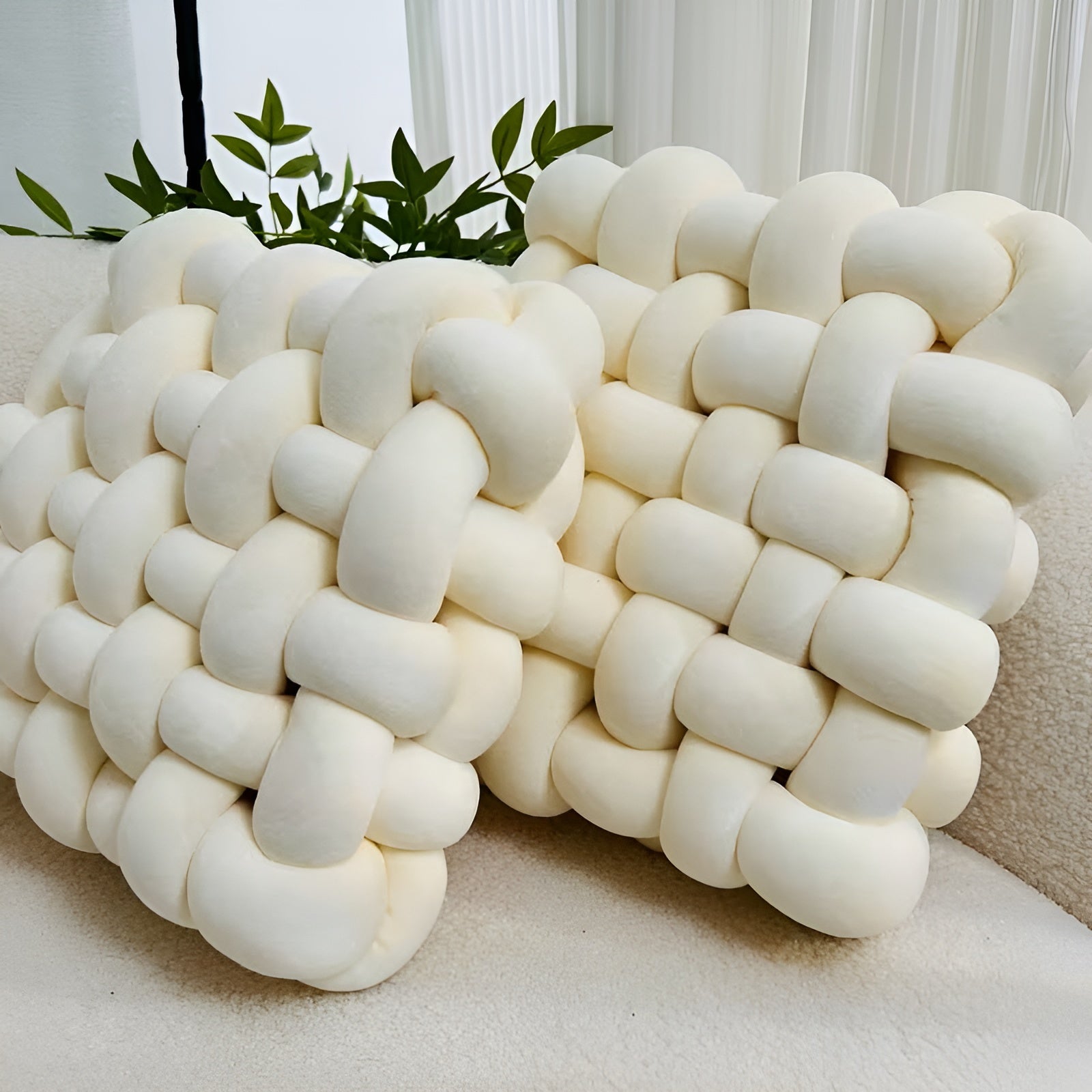 Knoten-Dekokissen im 2er-Set – Weich und Dekorativ | Perfekt für Sofa Bett und Wohnzimmer - Apricot - Kissen
