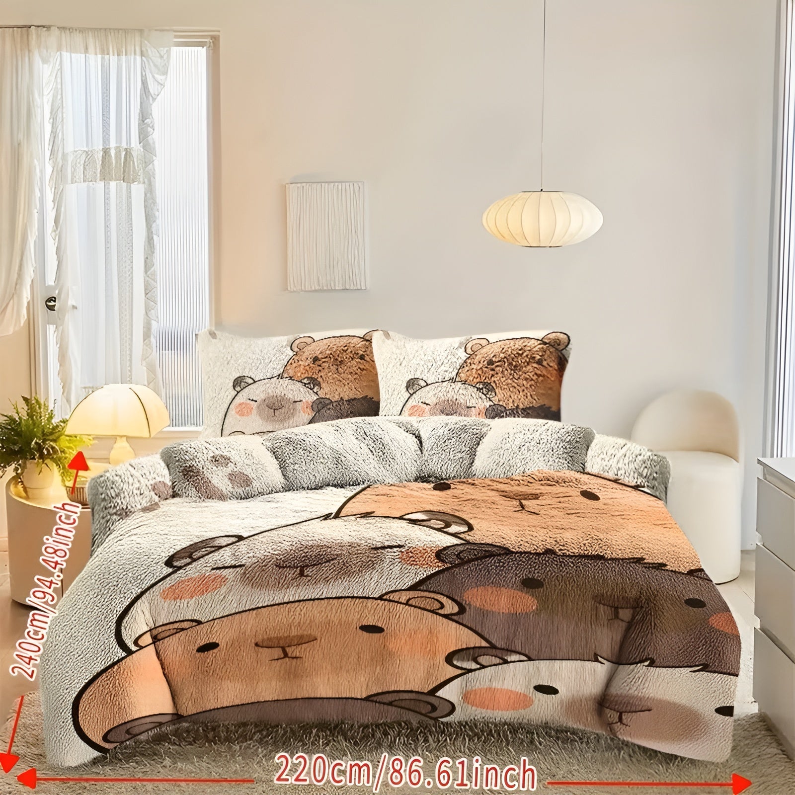Plüsch-Bettwäsche Set mit Capybara-Motiv – Extra Weich & Warm | 2- oder 3-teilig für Herbst & Winter - Bettwäsche-Set