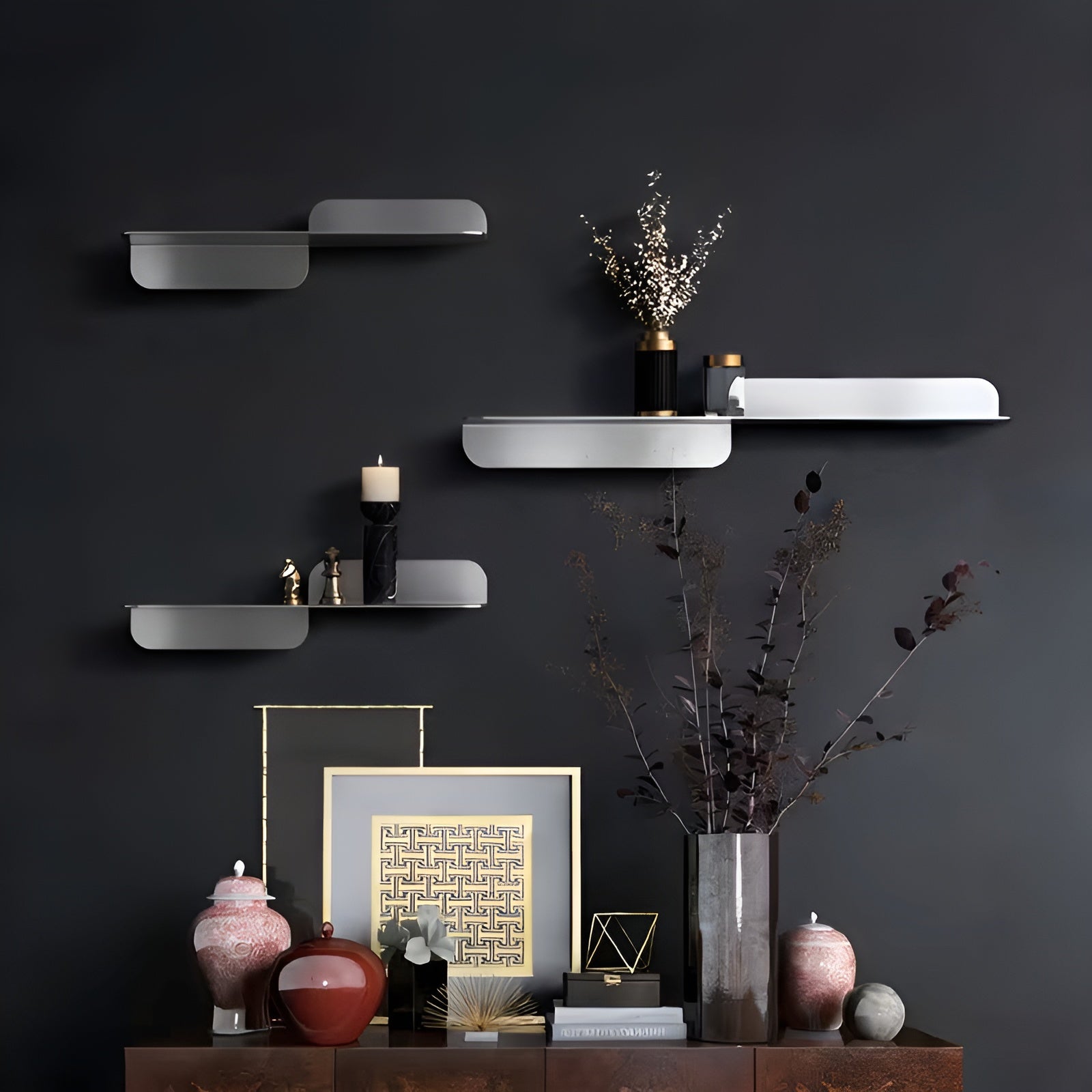 Schwebendes Wandregal im Minimalistischen Design – Stabil & Modern | Edelstahl Wandregal für Wohnzimmer