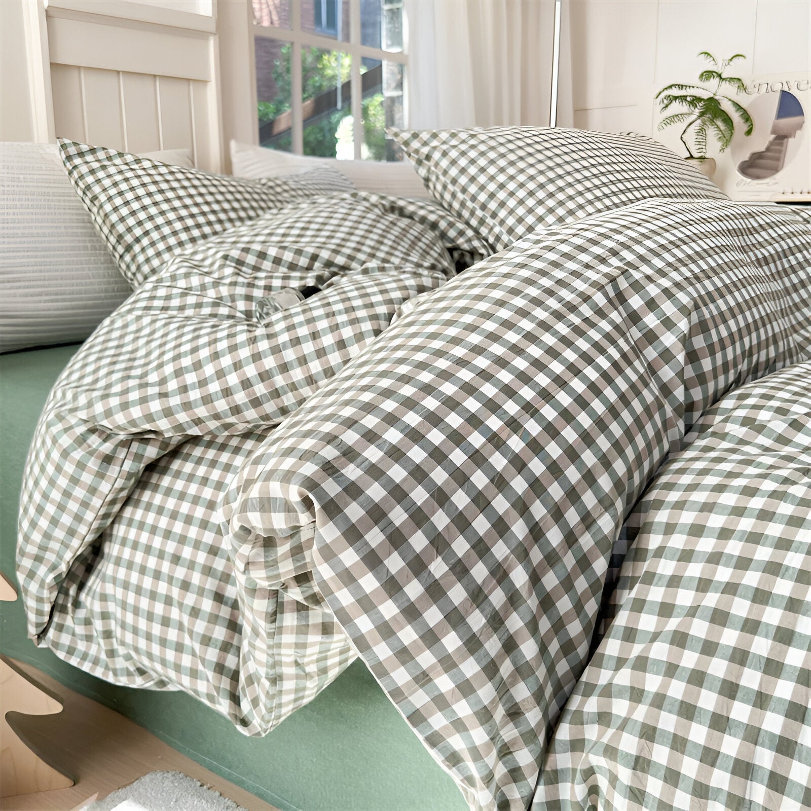 LunaVeil Bettwaren - Baumwolle Ginghan Stil Bettdecke Set