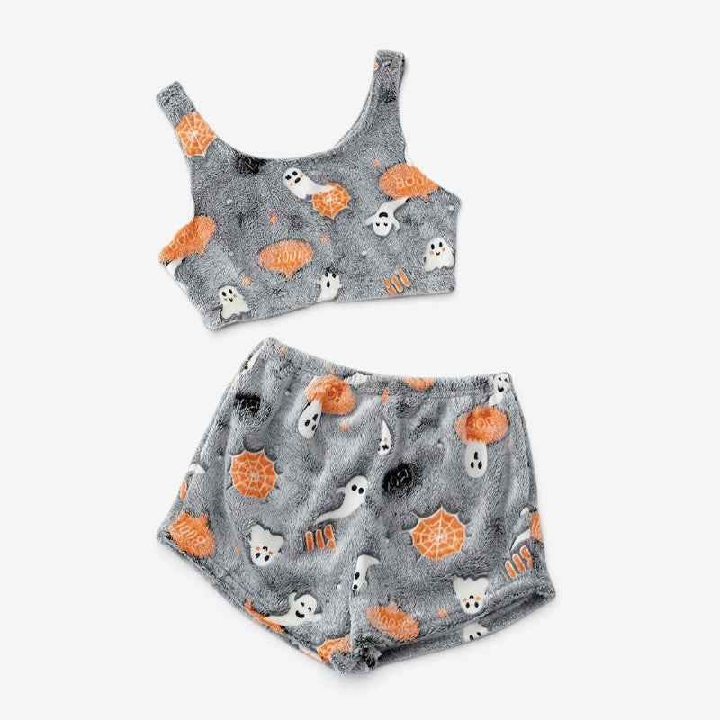 Damen Halloween-Schlafanzug mit Geister-Motiv – leuchtet im Dunkeln - Grau / S - Halloween-Kostüme & Accessoires