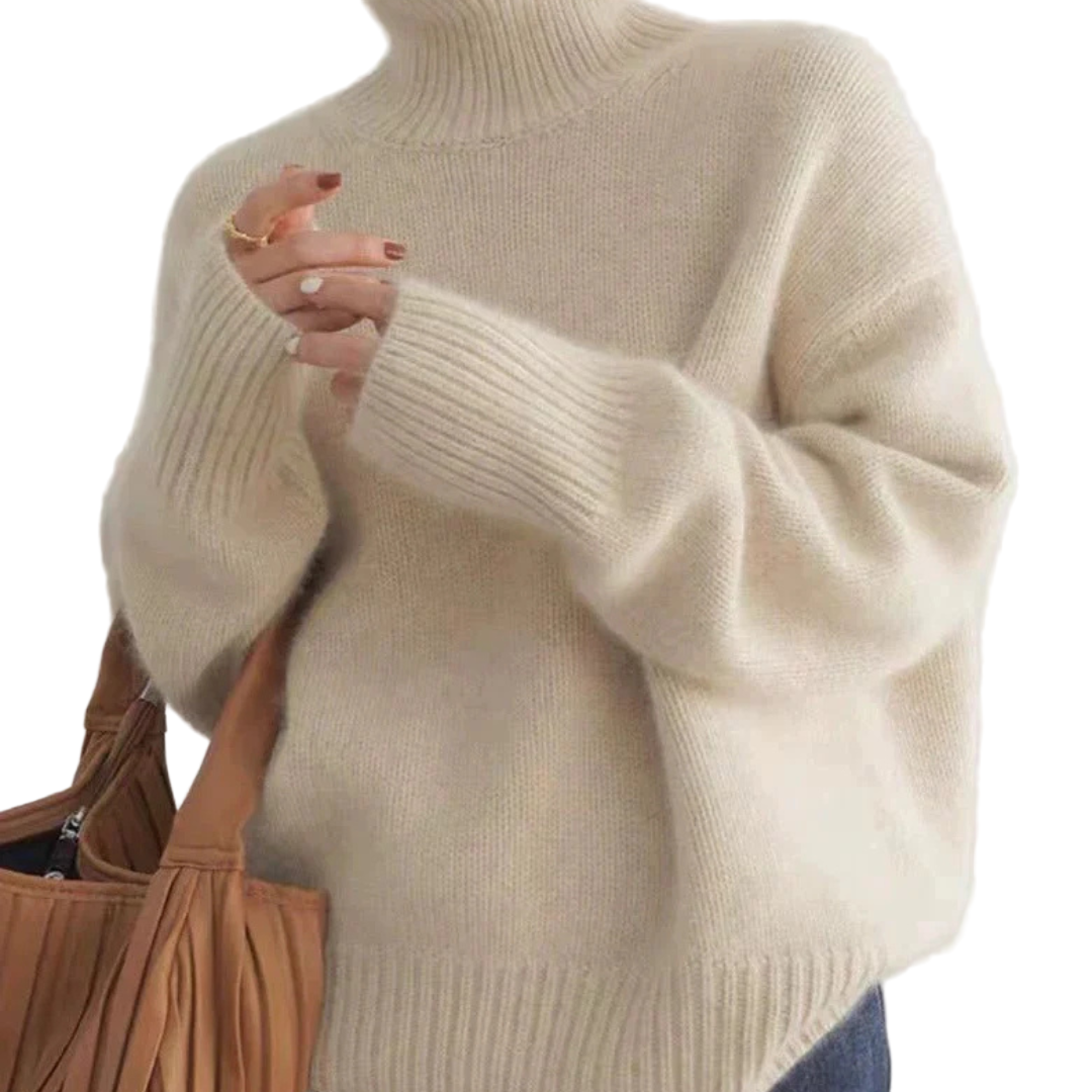 Damen Kaschmir-Rollkragenpullover – Leicht weich und elegant - Beige / S - Pullover & Strickwaren