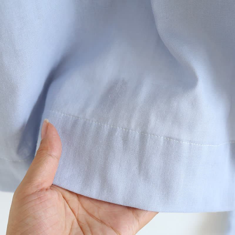 Damen Pyjama aus Baumwolle mit Rüschenkragen – Camisole-Set - Nachtwäsche und Homewear
