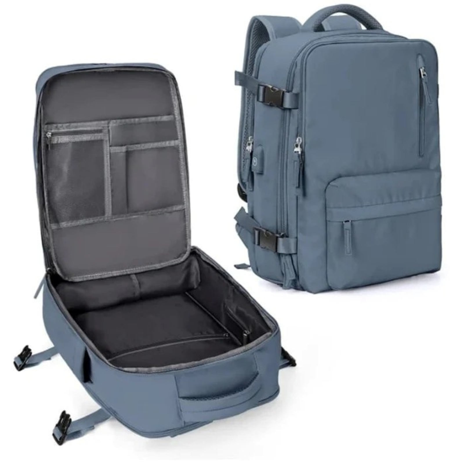 Damen Reiserucksack - Nylon mit USB-Anschluss und Diebstahlschutzfach Geräumig & Strapazierfähig - Blau - Reiserucksack