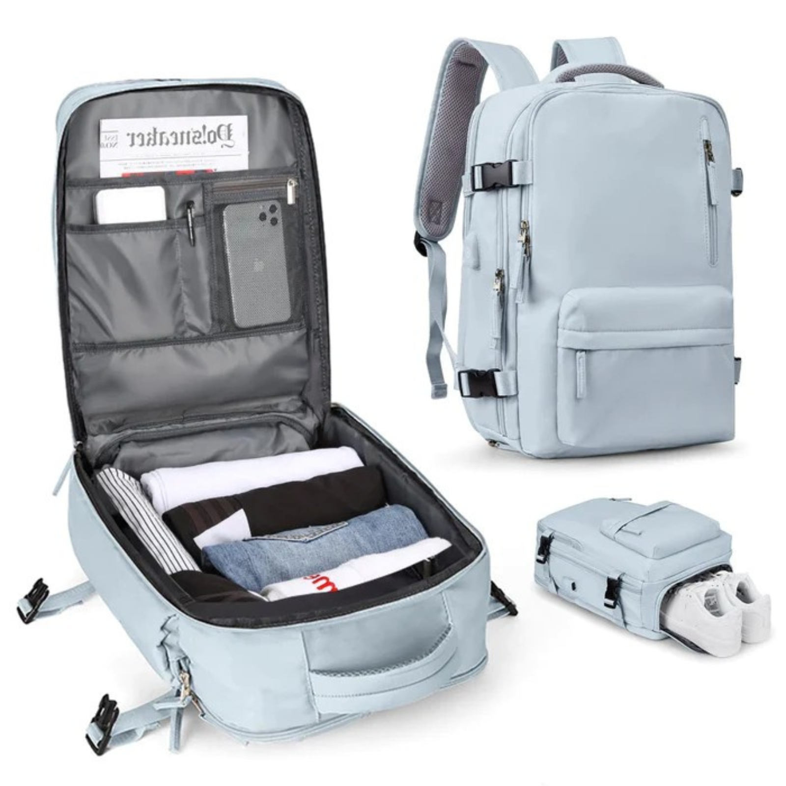 Damen Reiserucksack - Nylon mit USB-Anschluss und Diebstahlschutzfach Geräumig & Strapazierfähig - Reiserucksack