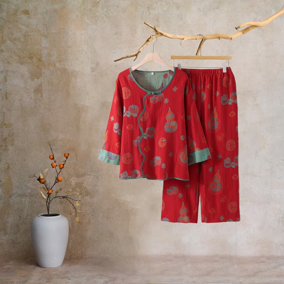 Damen Schlafanzug Baumwolle mit orientalischem Muster - Damen Loungewear