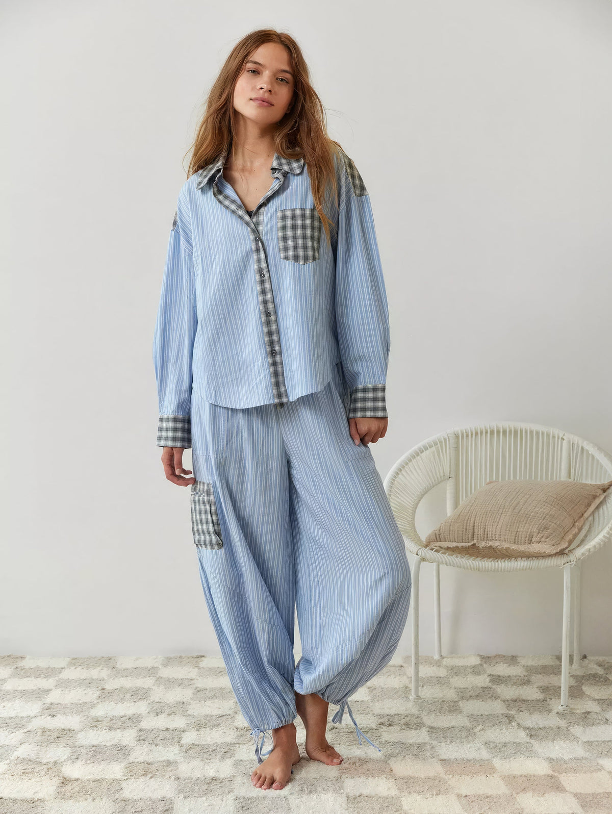 Damen Schlafanzug mit langen Ärmeln und Hose – Zweiteiliges Pyjama-Set - Schlafanzug