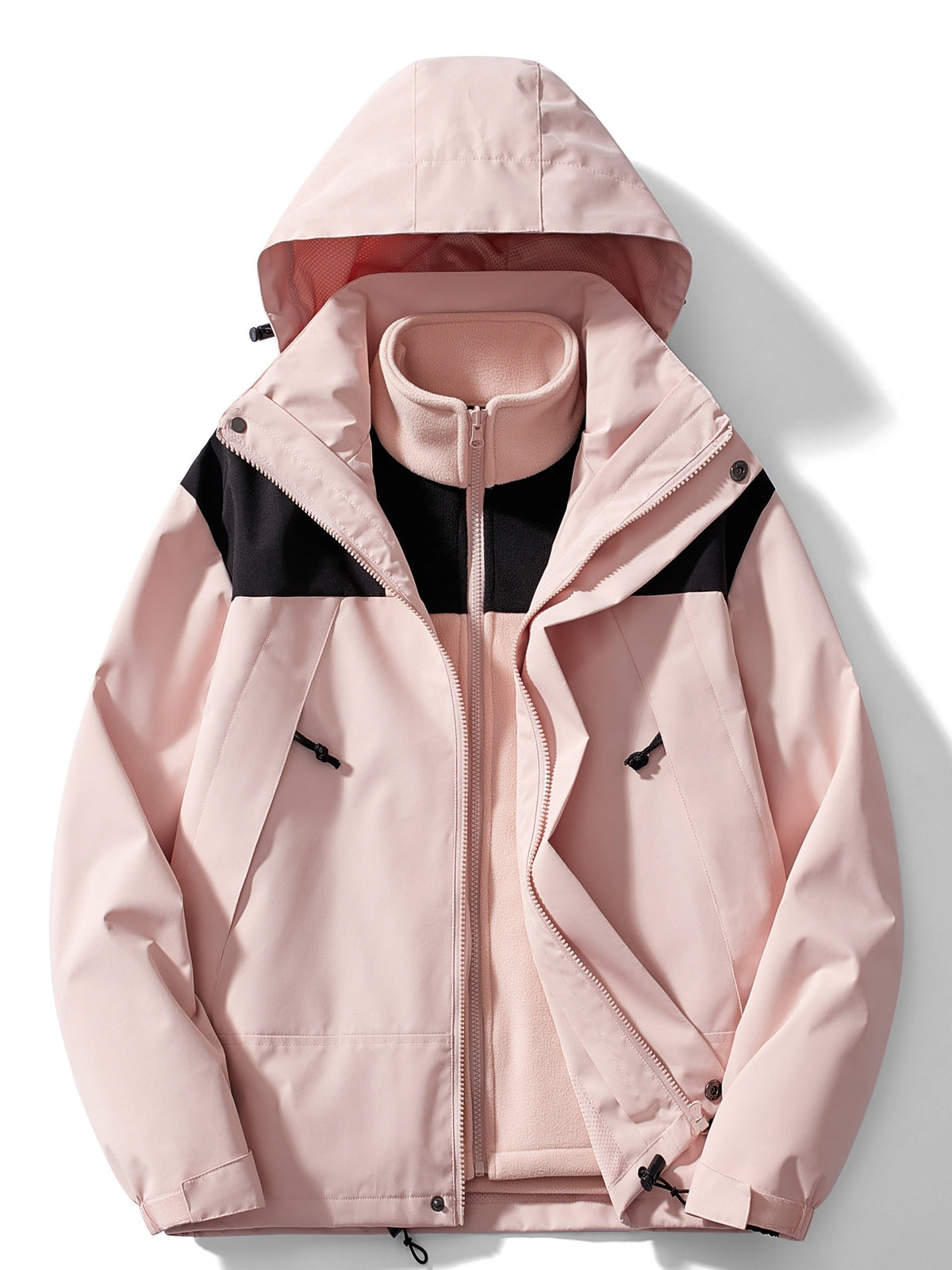 Damen Winterjacke 3-in-1 mit Fleece und Kapuze - Rosa / XS - Jacken
