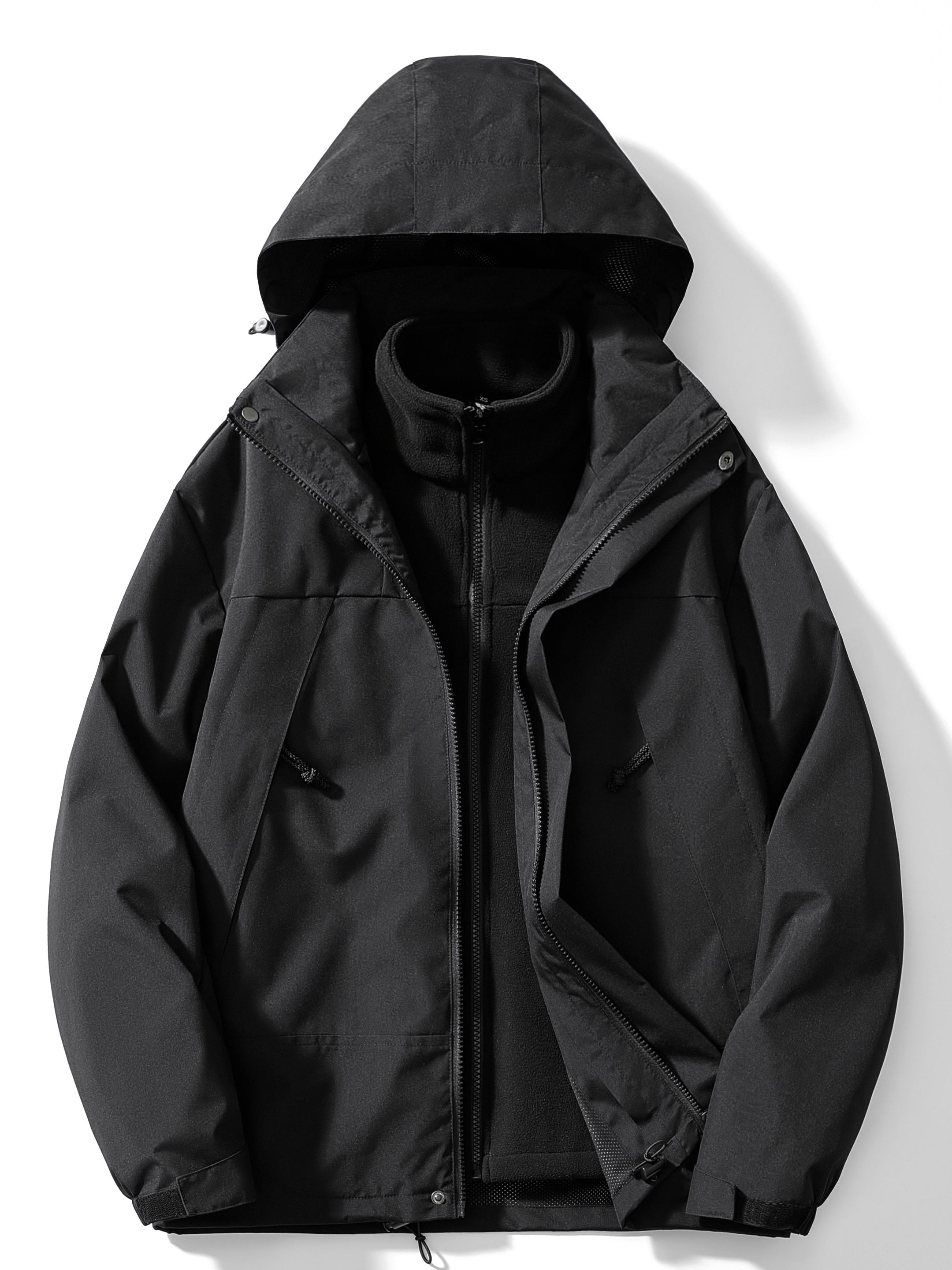 Damen Winterjacke 3-in-1 mit Fleece und Kapuze - Schwarz / XS - Jacken