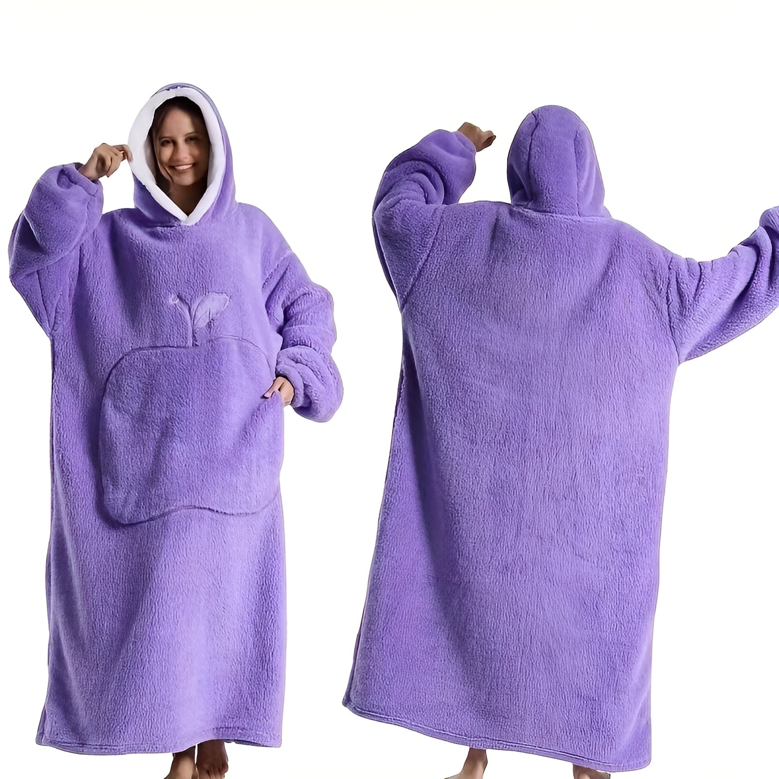 Kuschelige Hoodie-Decke – Warm Weich und Bequem | Ideal für Kalte Wintertage - Violett - Decke
