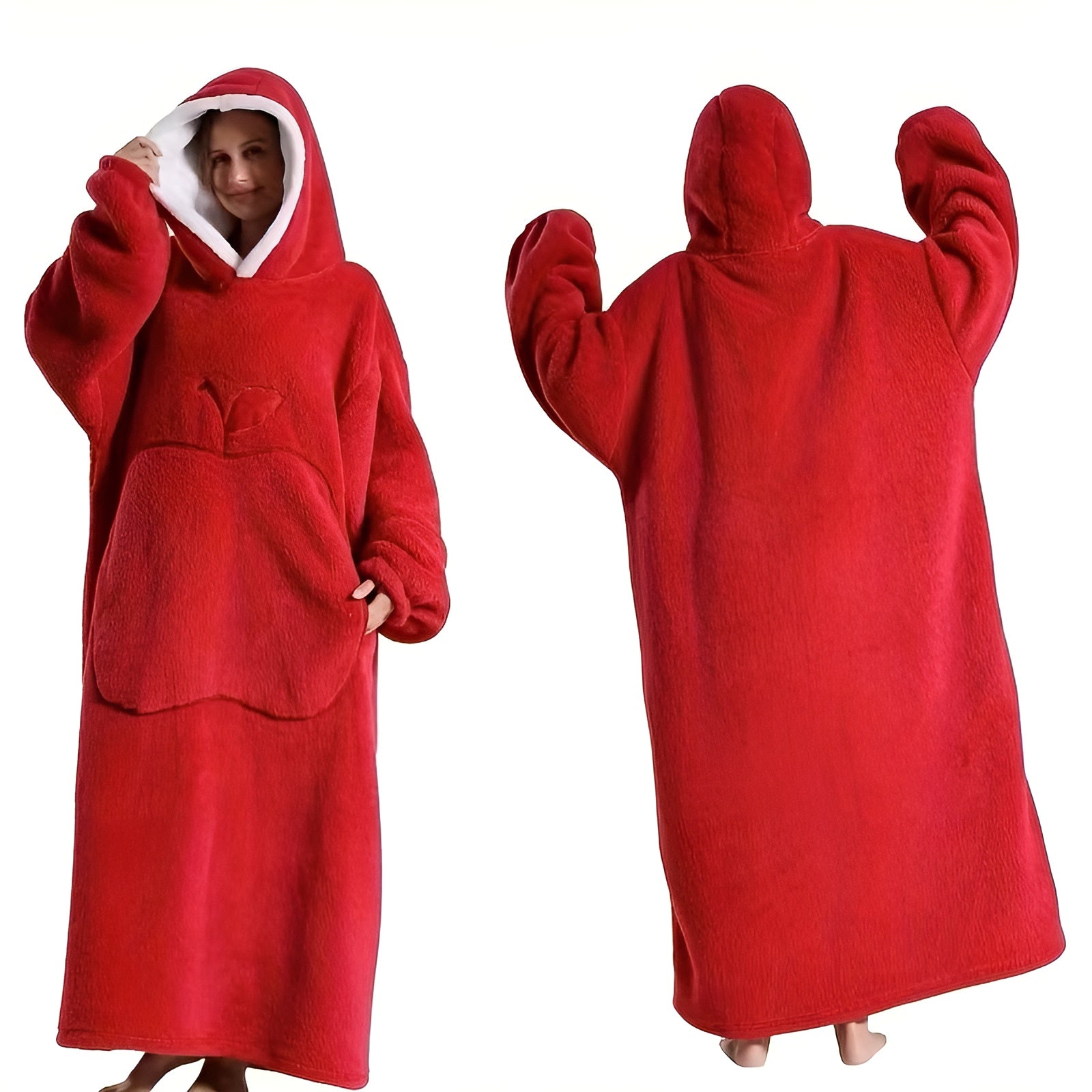 Kuschelige Hoodie-Decke – Warm Weich und Bequem | Ideal für Kalte Wintertage - Rot - Decke