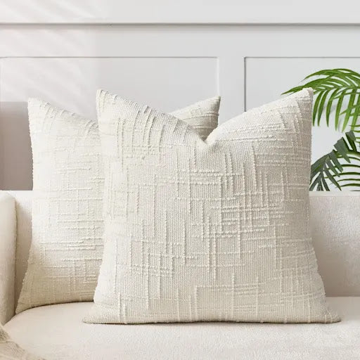 Dekokissenbezug mit Gewebter Struktur – Weich & Stilvoll - Creme / 30 cm x 50 cm - Dekokissenbezug