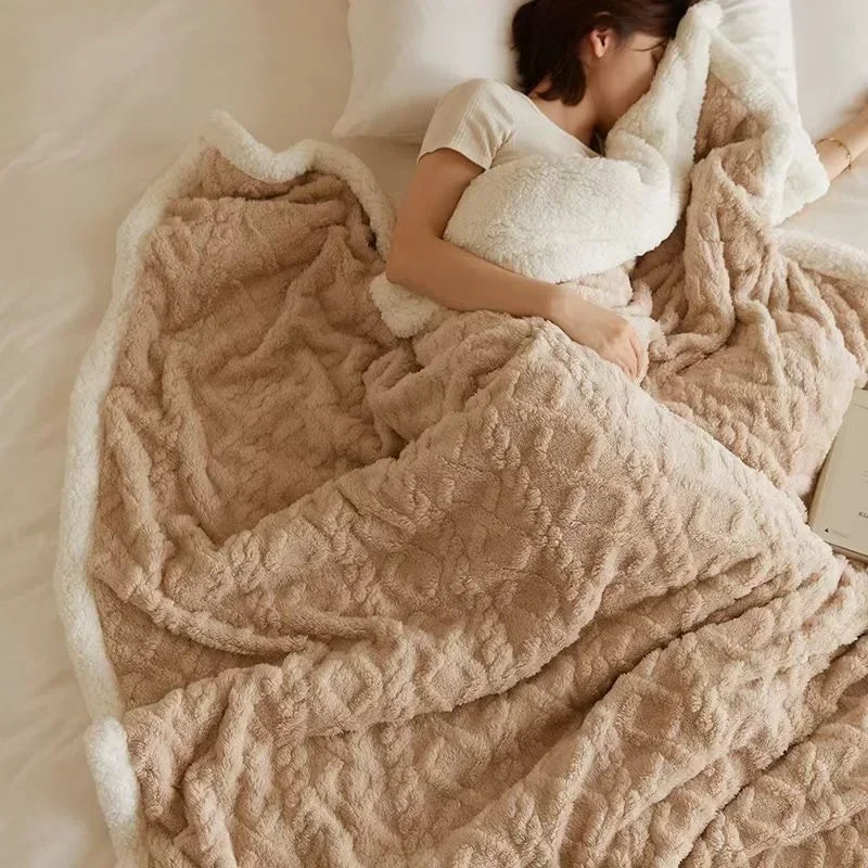 Dicke Winter-Fleece-Decke – weich warm und leicht - Beige / 70x100cm - Decke