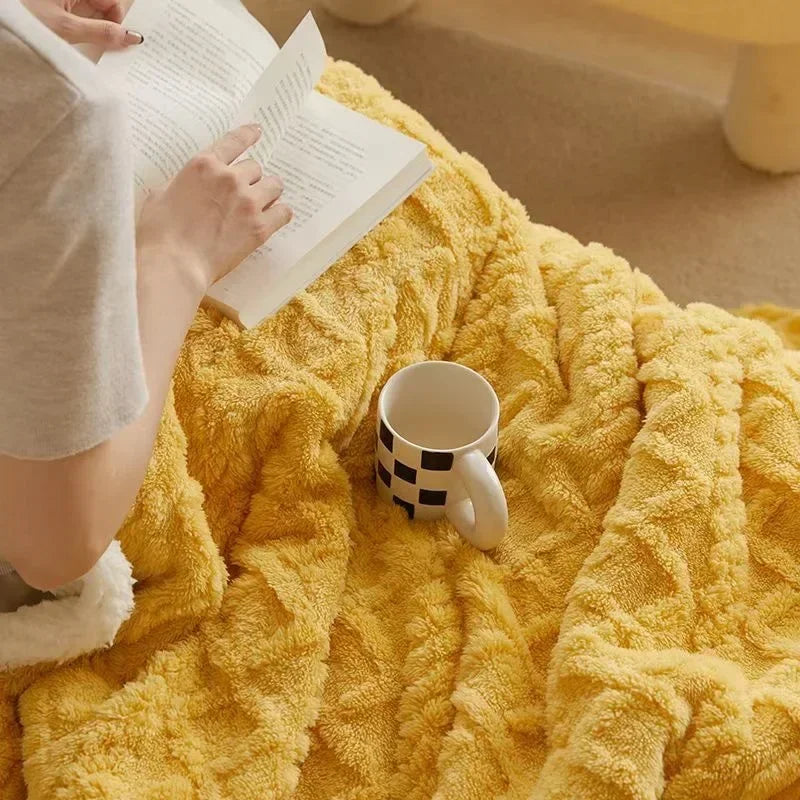 Dicke Winter-Fleece-Decke – weich warm und leicht - Gelb / 70x100cm - Decke