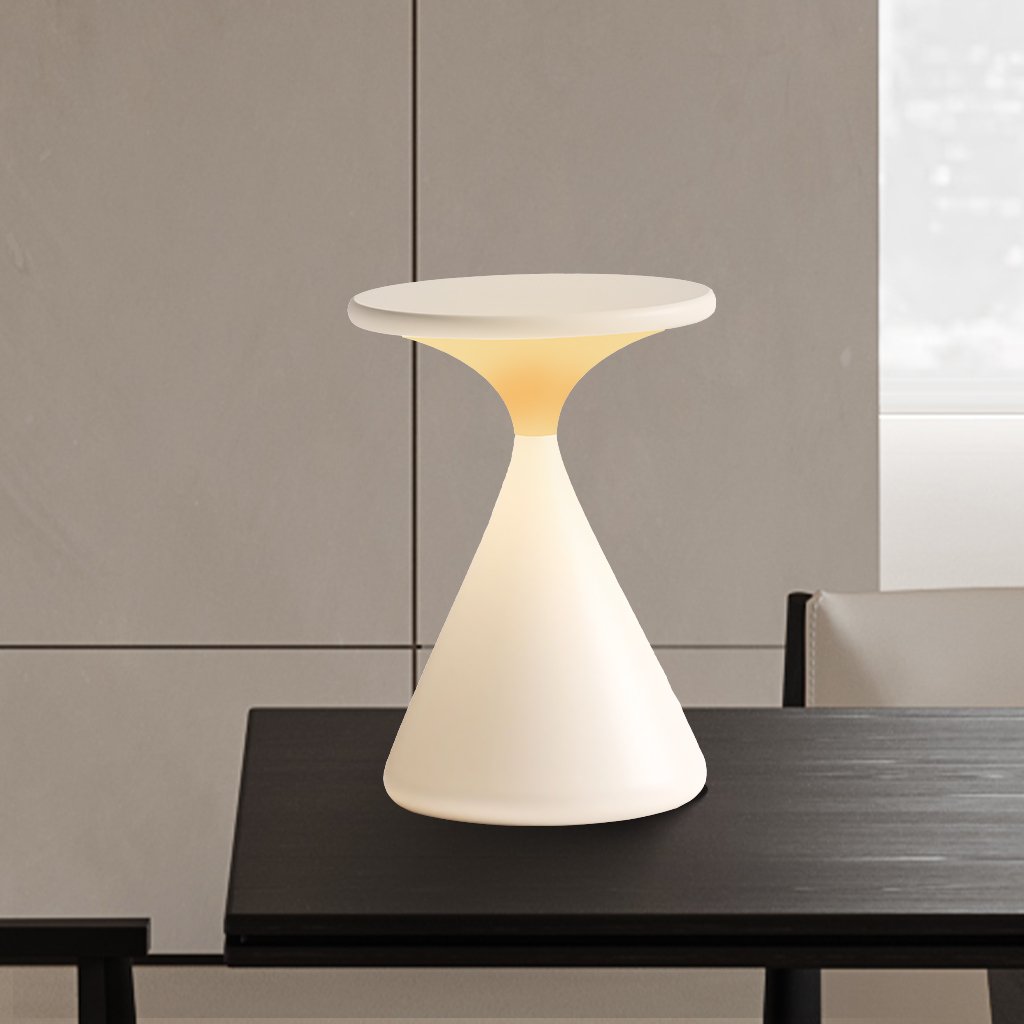 Dimmbare kabellose LED-Tischlampe im Sanduhr-Design - Weiß - Tischlampe