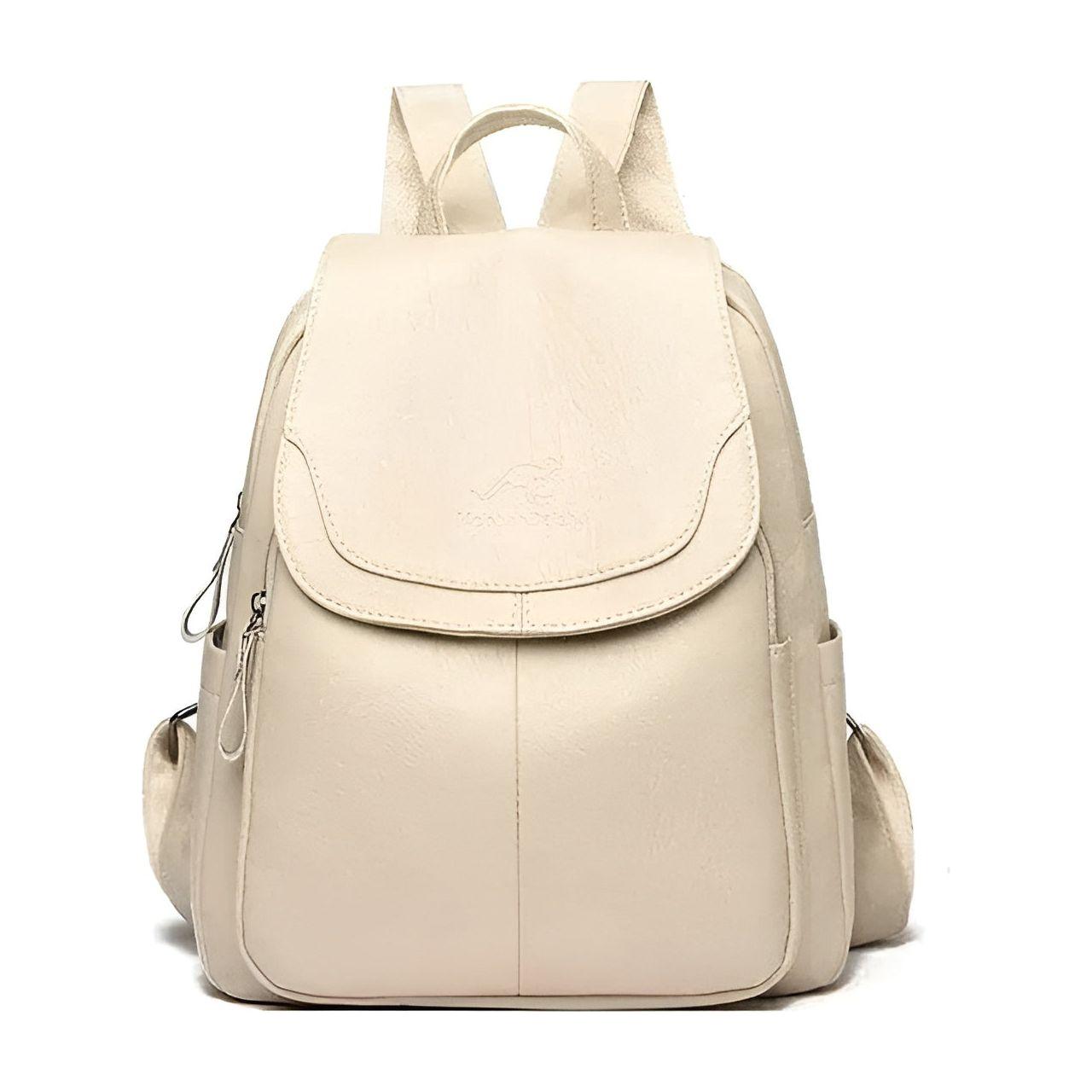 Dorina Bag - Vintage Leder Reise- und Schulrucksack für Frauen - Beige - Rucksack