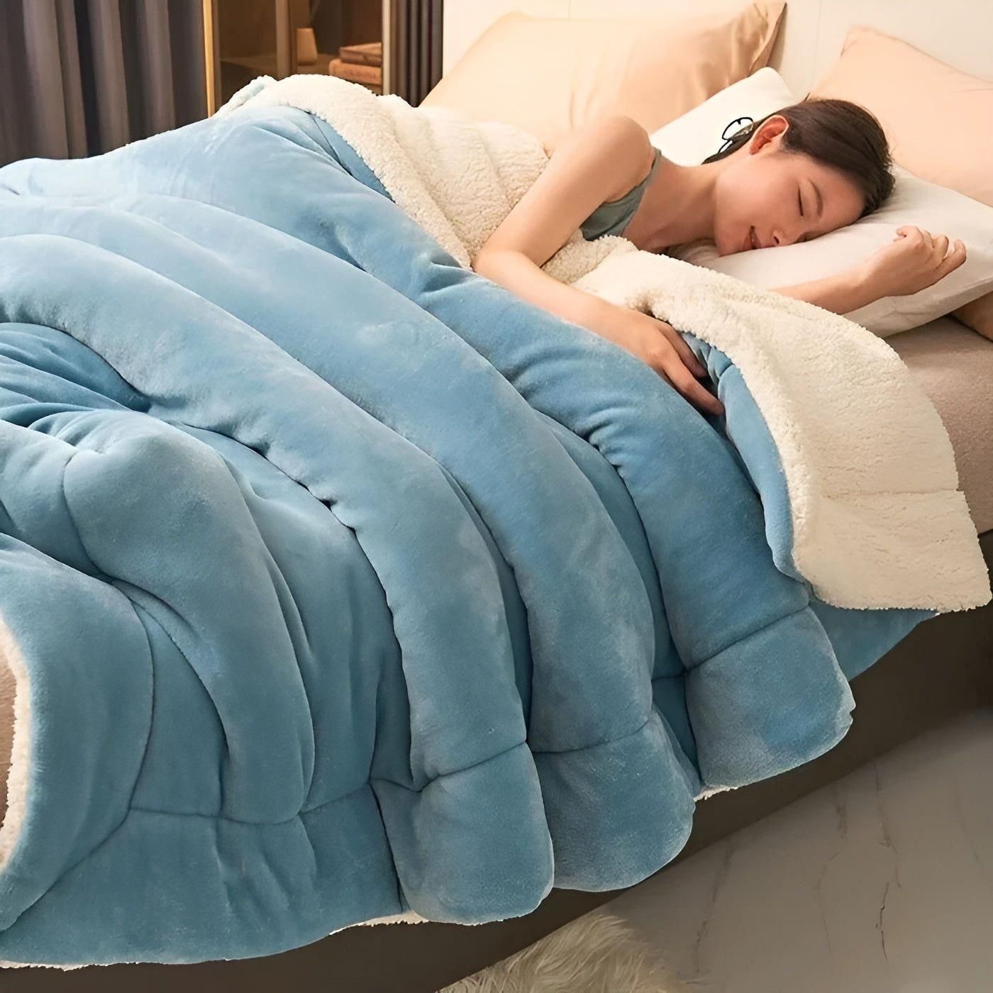 DoubleComfort Blanket - Cozy Warm Double Layer Fleece Throw Blanket - Blau / 100 X 120cm - Saisonale Dekoration