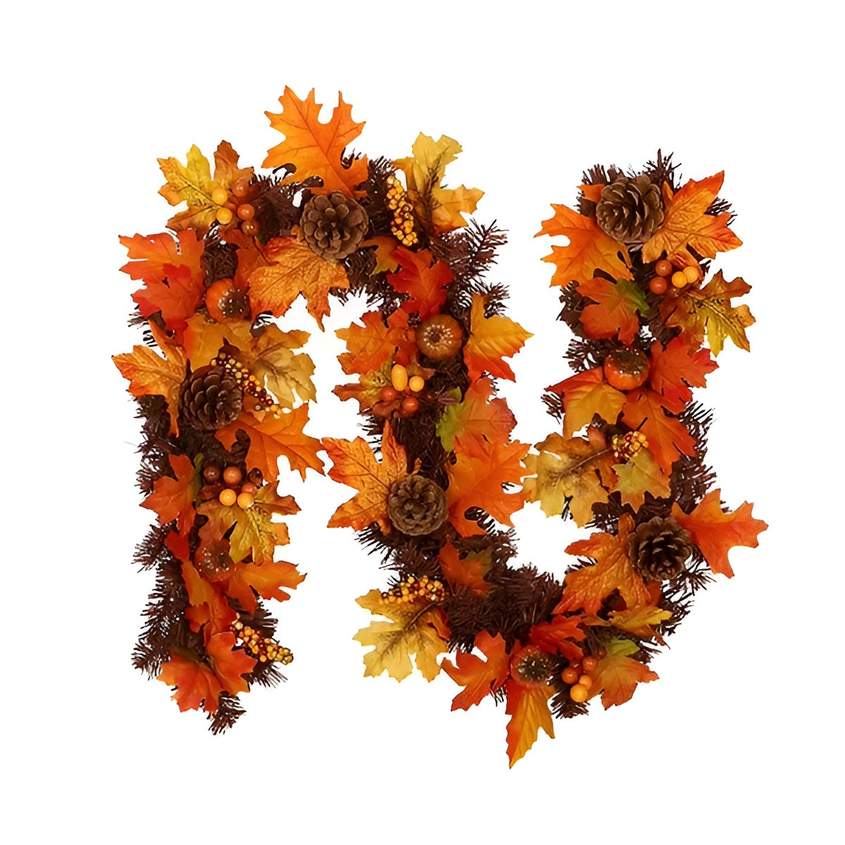 Herbstgirlande mit Ahornblättern – Dekorativ mit Tannenzapfen, Kürbissen & Beeren | 180 cm Länge
