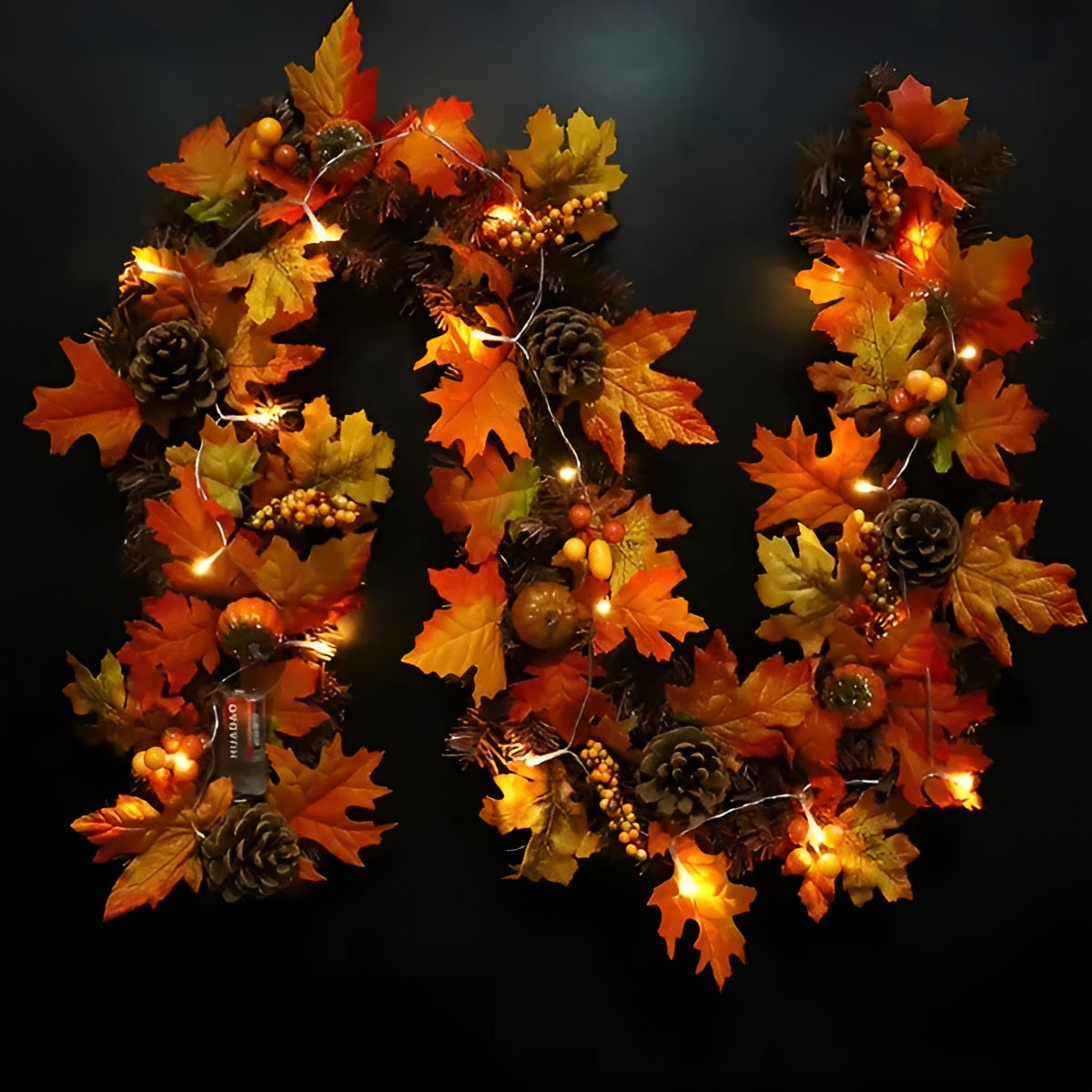 Herbstgirlande mit Ahornblättern – Dekorativ mit Tannenzapfen, Kürbissen & Beeren | 180 cm Länge