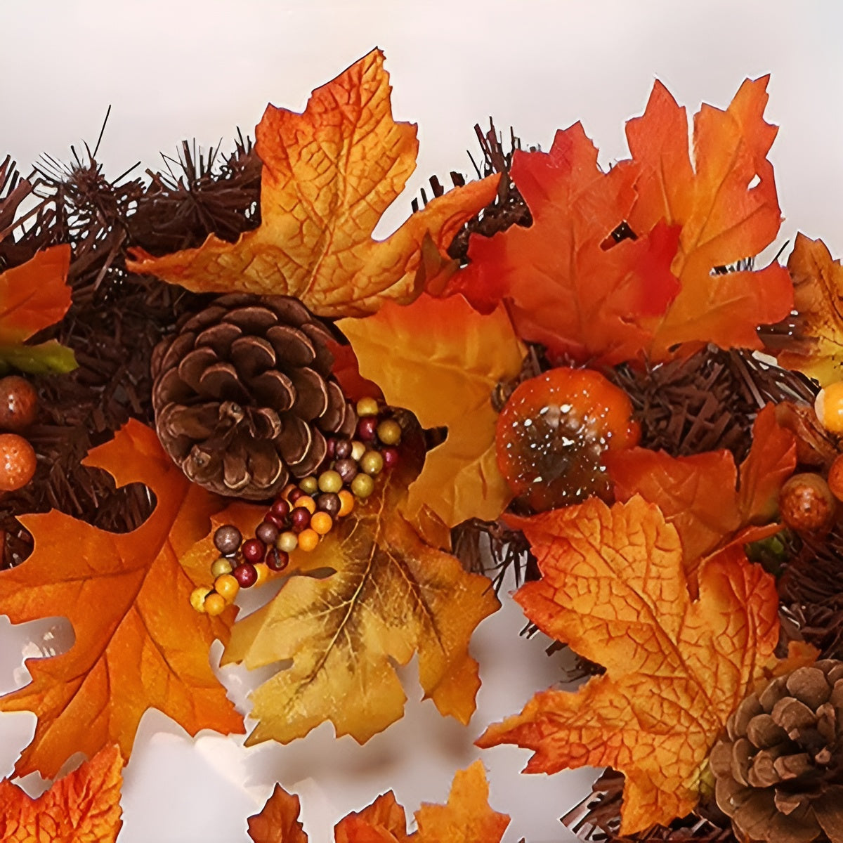 Herbstgirlande mit Ahornblättern – Dekorativ mit Tannenzapfen, Kürbissen & Beeren | 180 cm Länge
