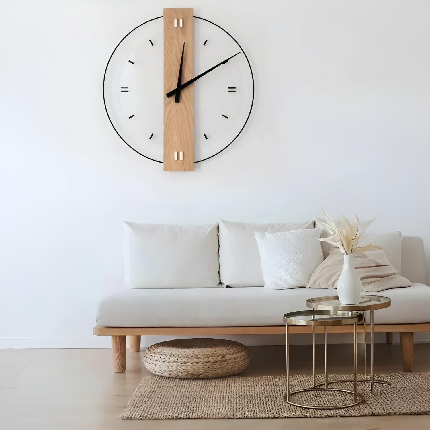 Wanduhr aus Holz – Lautlos und Stilvoll | Perfekt für Wohnzimmer & Büro
