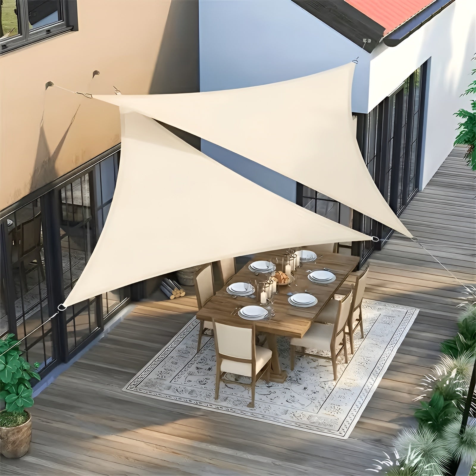 Dreieckiges Sonnensegel – UV-beständiger Sicht- und Sonnenschutz für Garten Terrasse & Balkon - Sonnenschirm