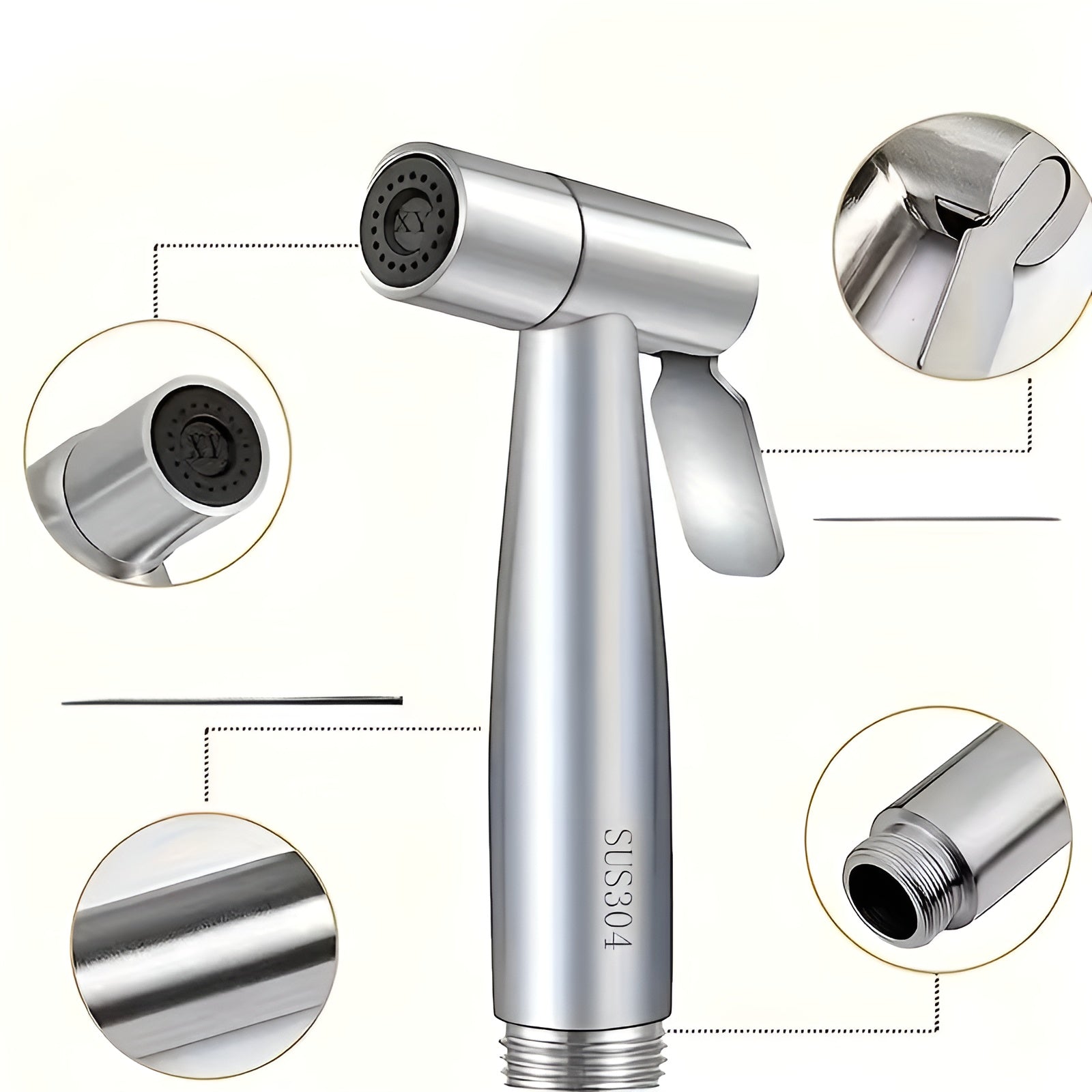 Duschkopf-Set aus Edelstahl – Hochdruck & Bidet-Handbrause | Modernes Badzubehör mit Umsteller - Bidet-Duschen