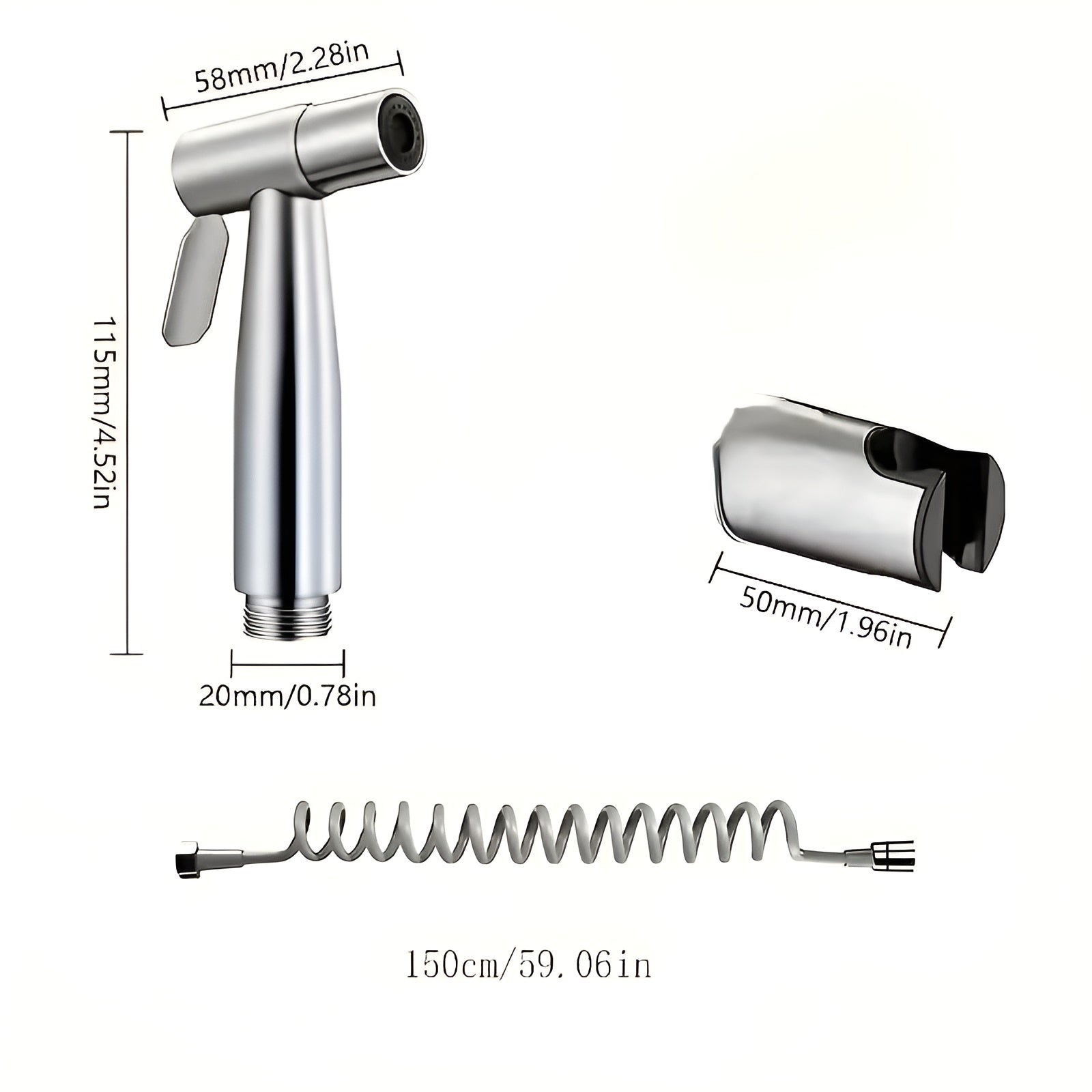 Duschkopf-Set aus Edelstahl – Hochdruck & Bidet-Handbrause | Modernes Badzubehör mit Umsteller - Bidet-Duschen