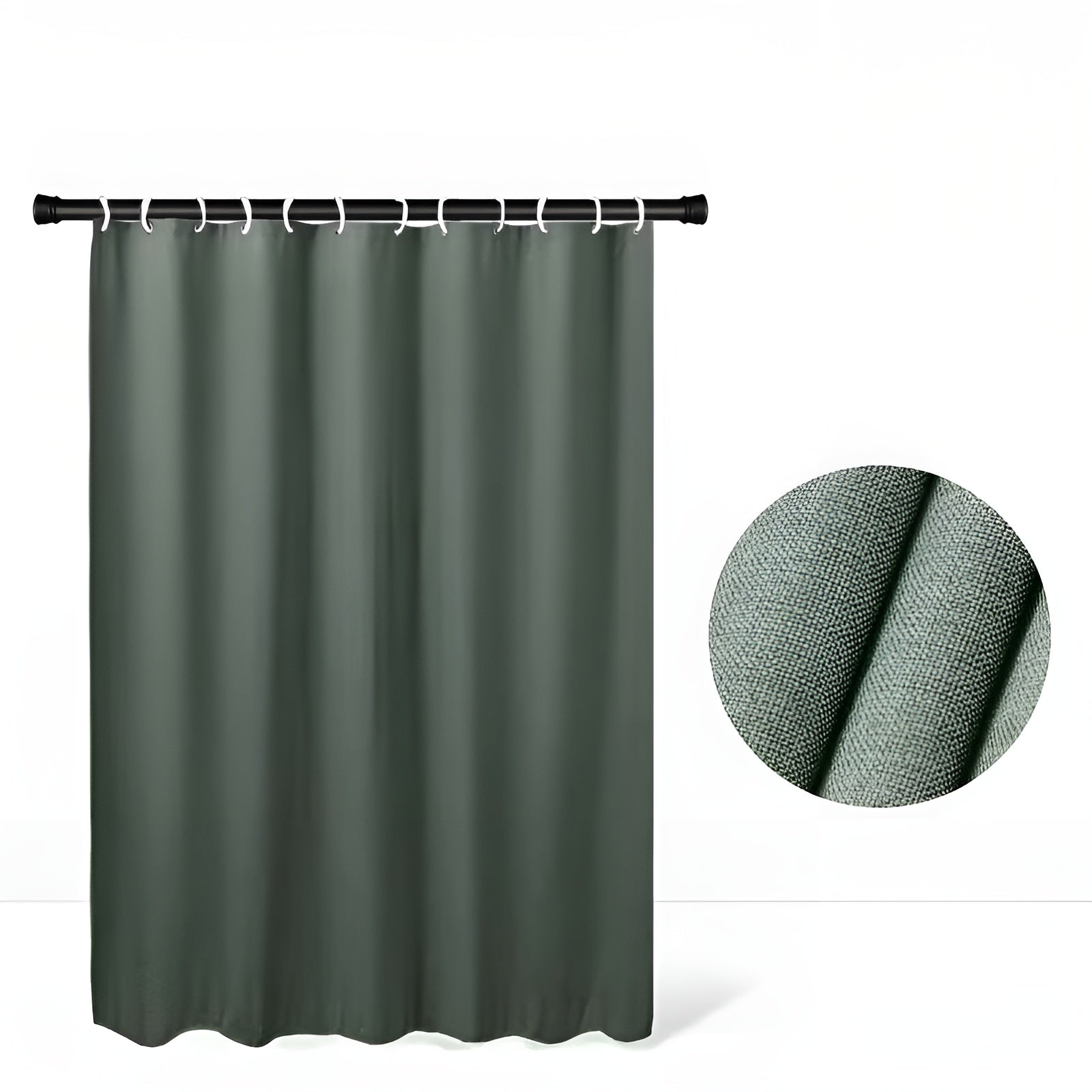 Duschvorhang aus Polyester – Waschbar und Wasserabweisend | Modernes Badezimmerdesign mit Haken - 100x200cm / Graugrün