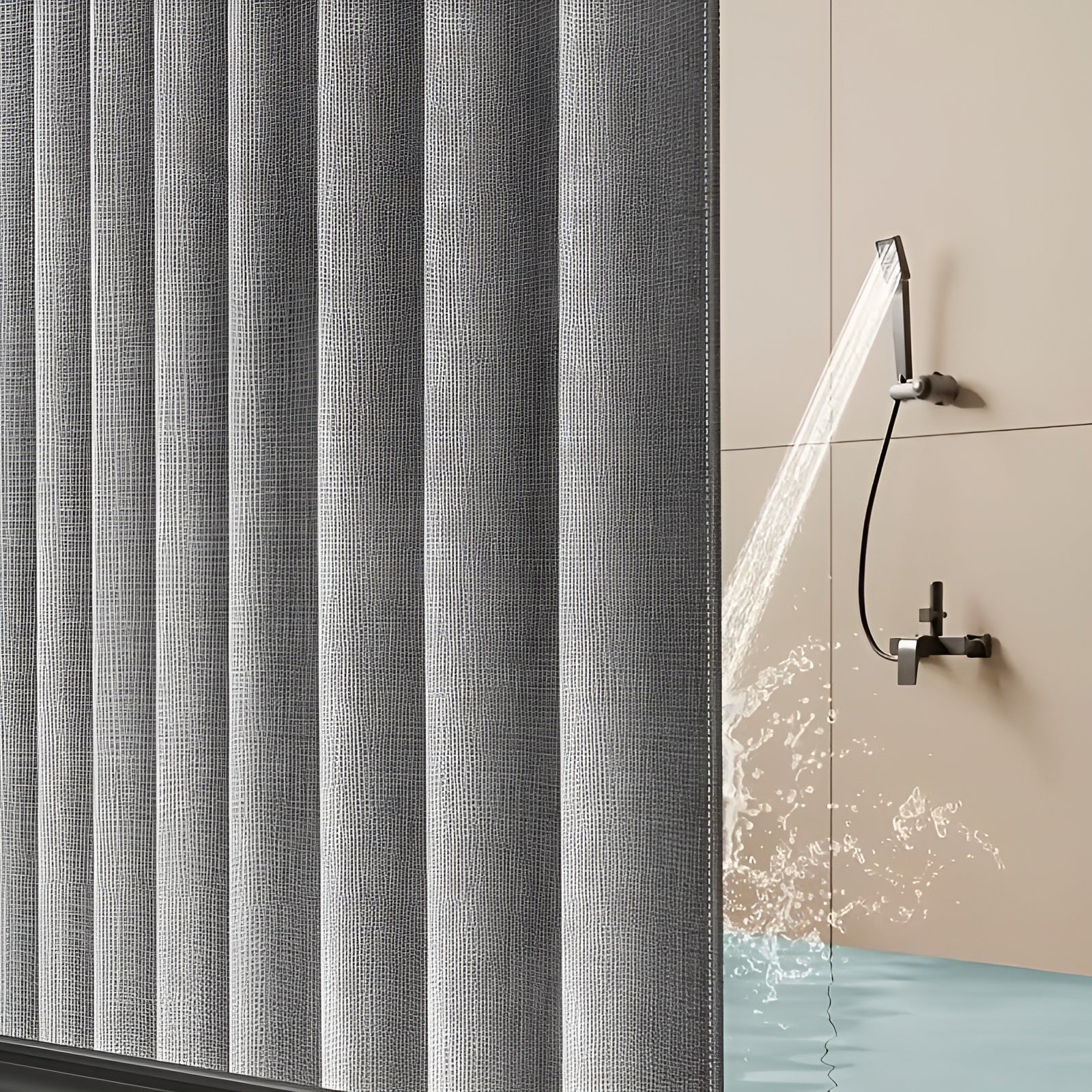 Duschvorhang aus Polyester – Waschbar und Wasserabweisend | Modernes Badezimmerdesign mit Haken - Vorhang