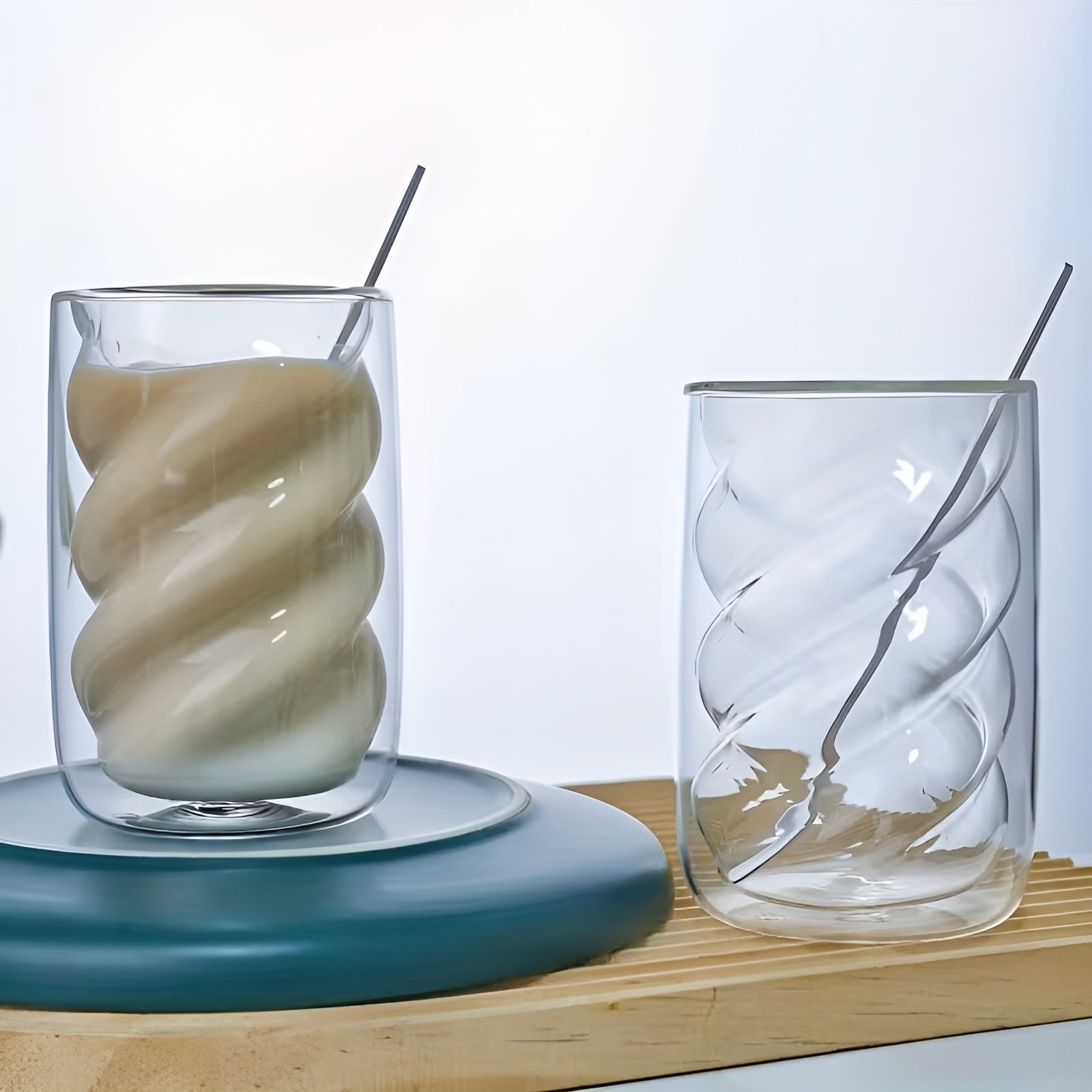 Doppelwandige Spiralgläser im 4er-Set – Hitzebeständig und Isolierend | Ideal für Kaffee Tee und Desserts - Wohnzubehör