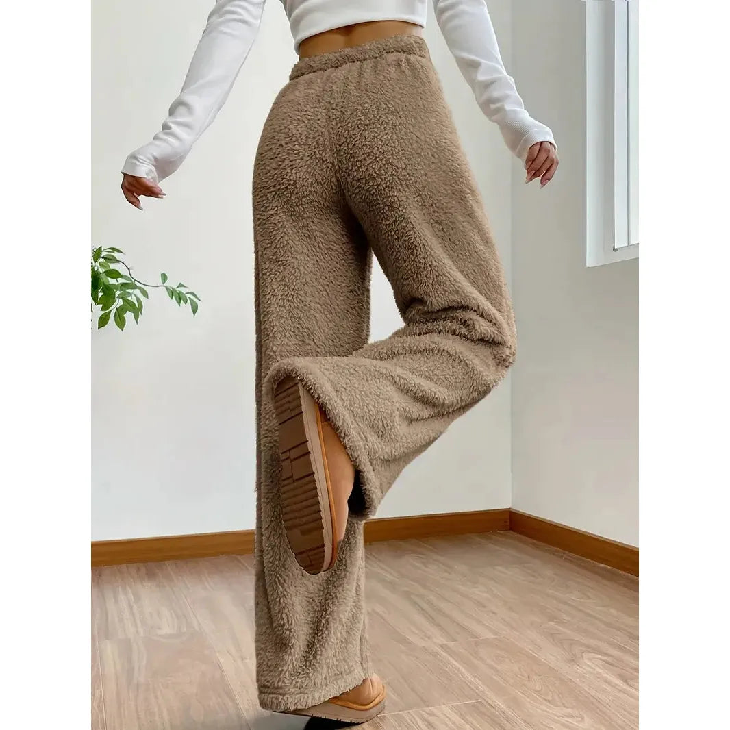 Freya Pants - Warme und bequeme Teddybär-Hose mit weitem Bein - Elegare