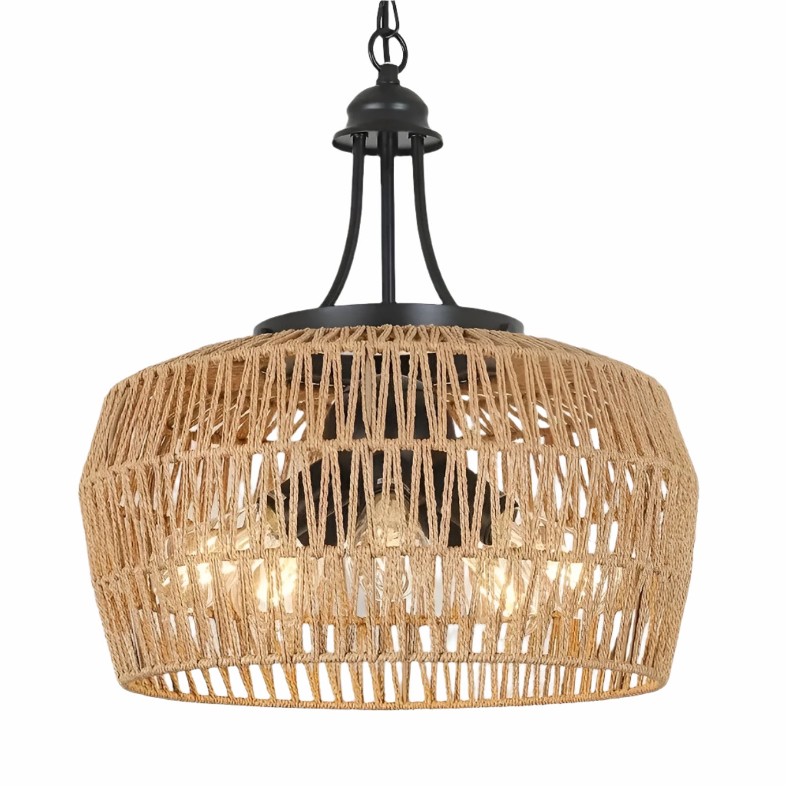 Boho-Hängelampe mit Rattanschirm – Natürliche Pendelleuchte für Esszimmer & Küche