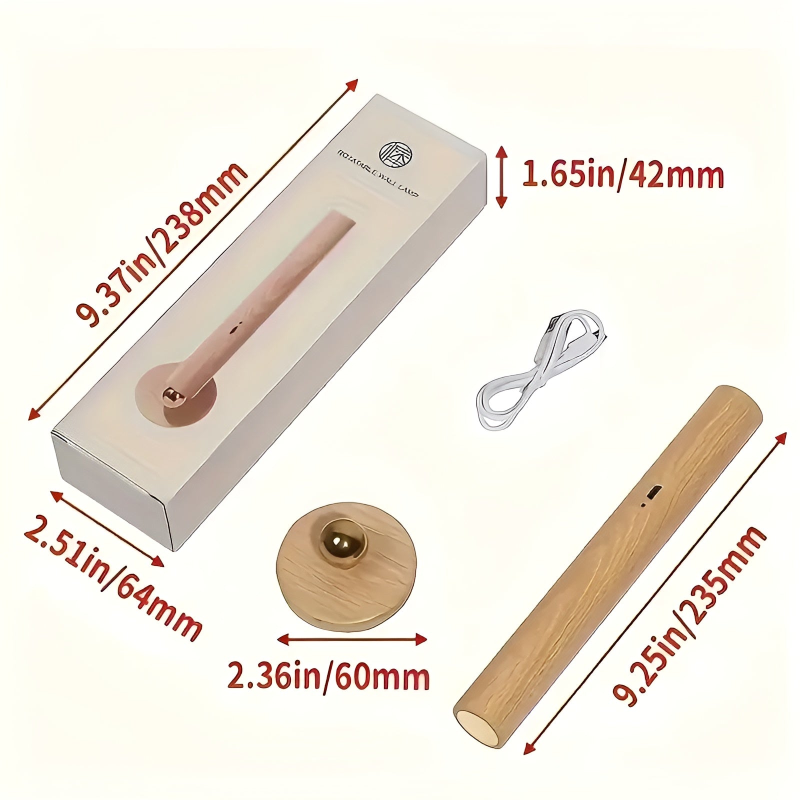 LED-Wandleuchte aus Holz, um 360° drehbar – Wiederaufladbar und Magnetisch mit Touch-Steuerung