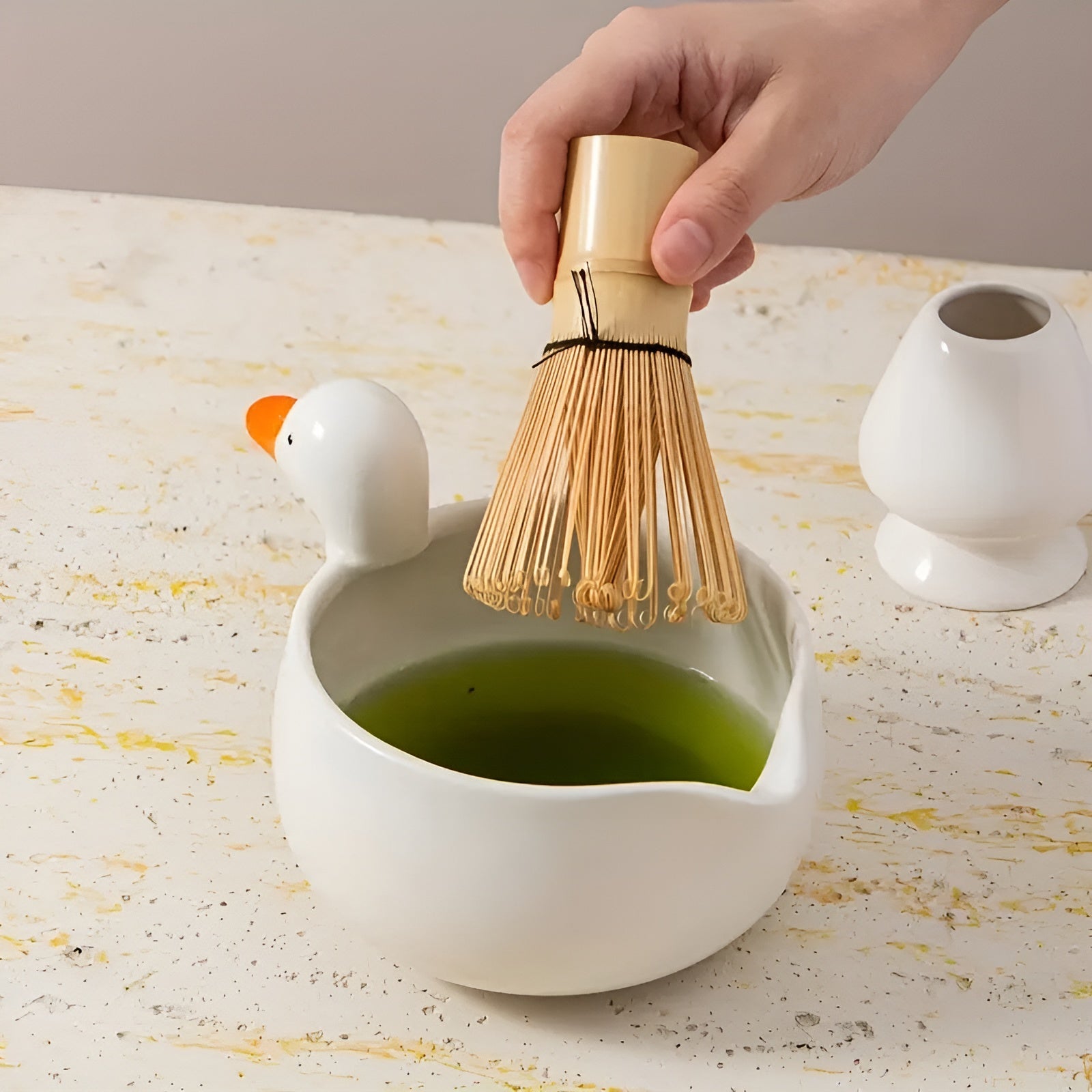 Matcha-Set mit Entenmotiv – Komplettset mit Teeschale, Besen & Sieb | Ideal als Geschenk