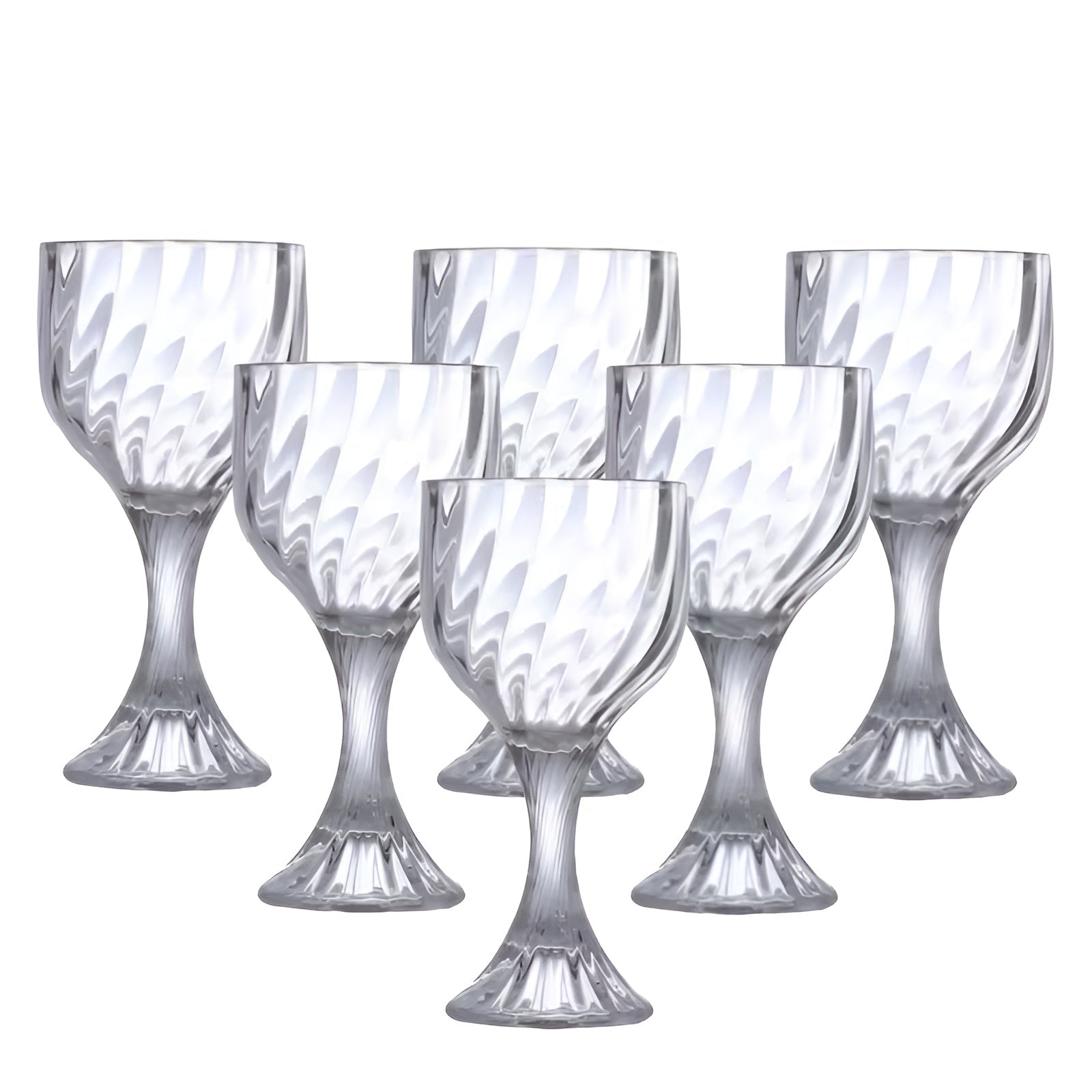Retro Trinkgläser mit Stiel (6 Stück) – Gerilltes Glas im Vintage-Look | Stilvoll für jede Tafel - Transparent