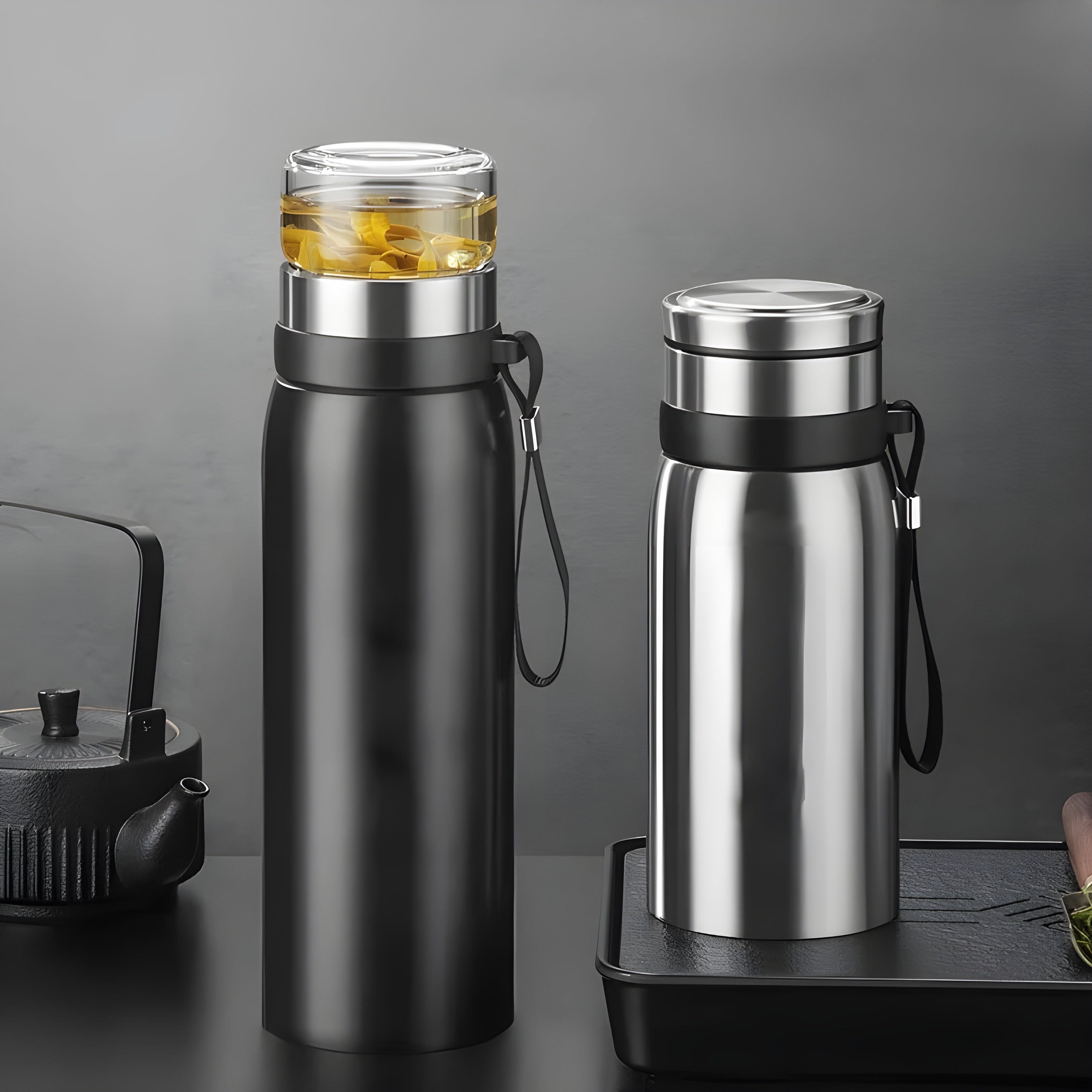 Edelstahl Thermobecher mit Teesieb – Isoliert und Praktisch | Perfekt für Tee unterwegs - Wohnen und Einrichtung