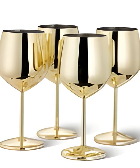 Edelstahl Weingläser in Goldoptik – Elegante Trinkgläser für Wein & besondere Anlässe - 2er-Pack - Weinglas