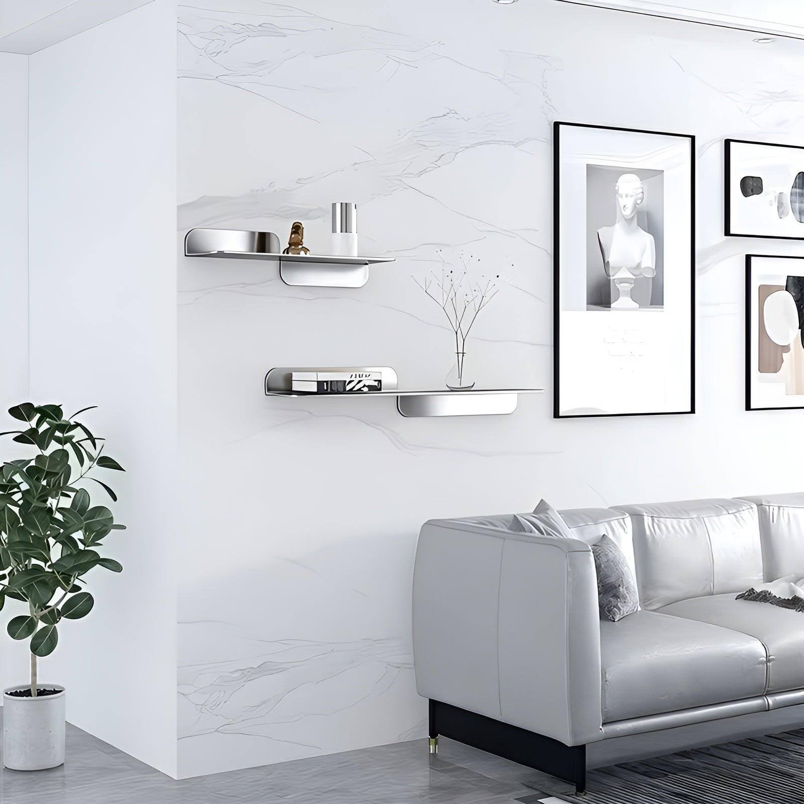 Schwebendes Wandregal im Minimalistischen Design – Stabil & Modern | Edelstahl Wandregal für Wohnzimmer