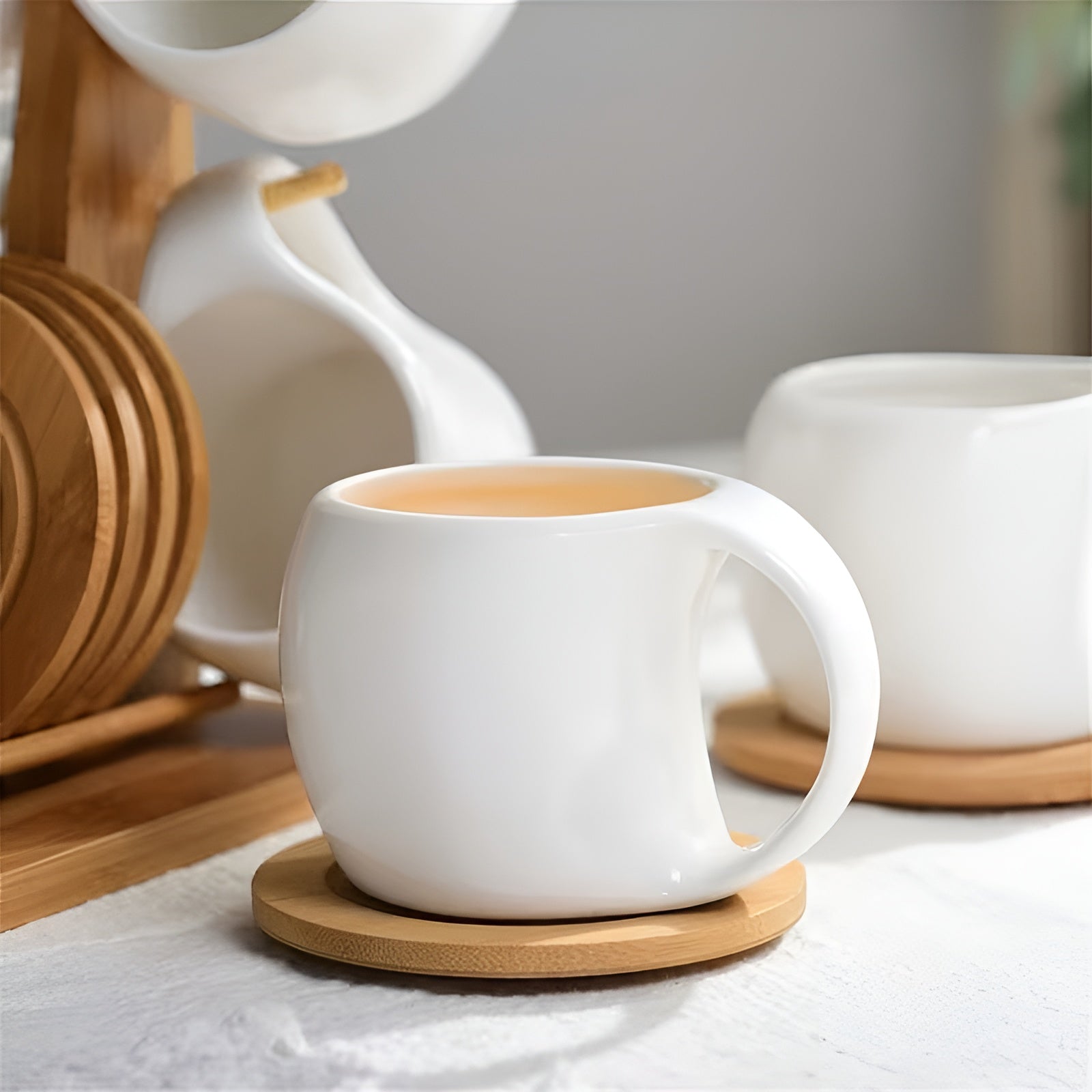 Keramik Kaffeetassen-Set mit Untertasse & Ständer – Stilvoll und Dekorativ | Perfekt für Café und Zuhause - Kaffeetasse